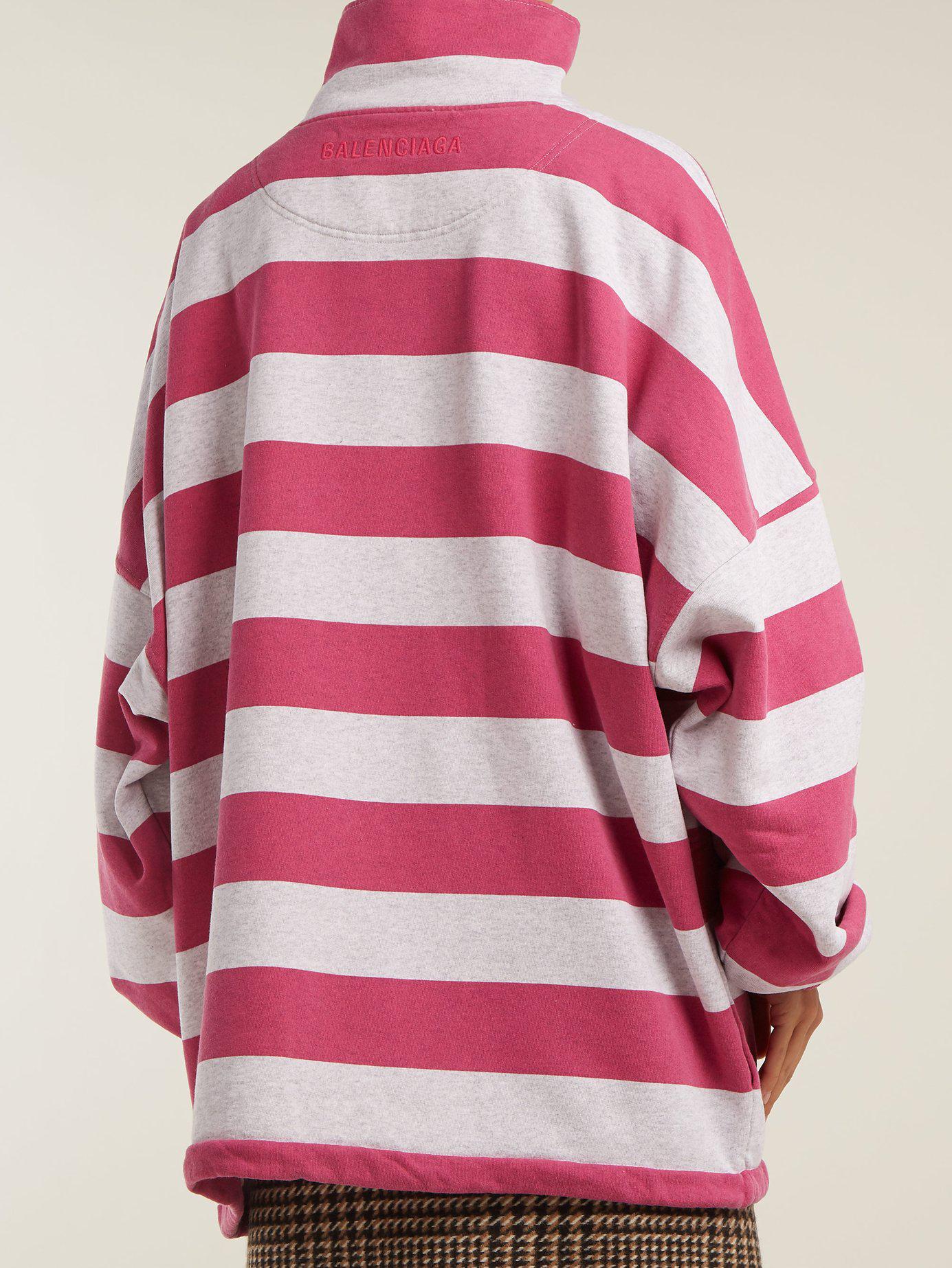 Balenciaga Striped Cotton-blend Top in Pink - Lyst