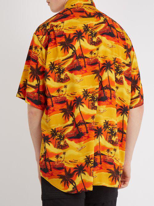 Balenciaga Point-collar Hawaiian Shirt in Orange for Men | Lyst Canada
