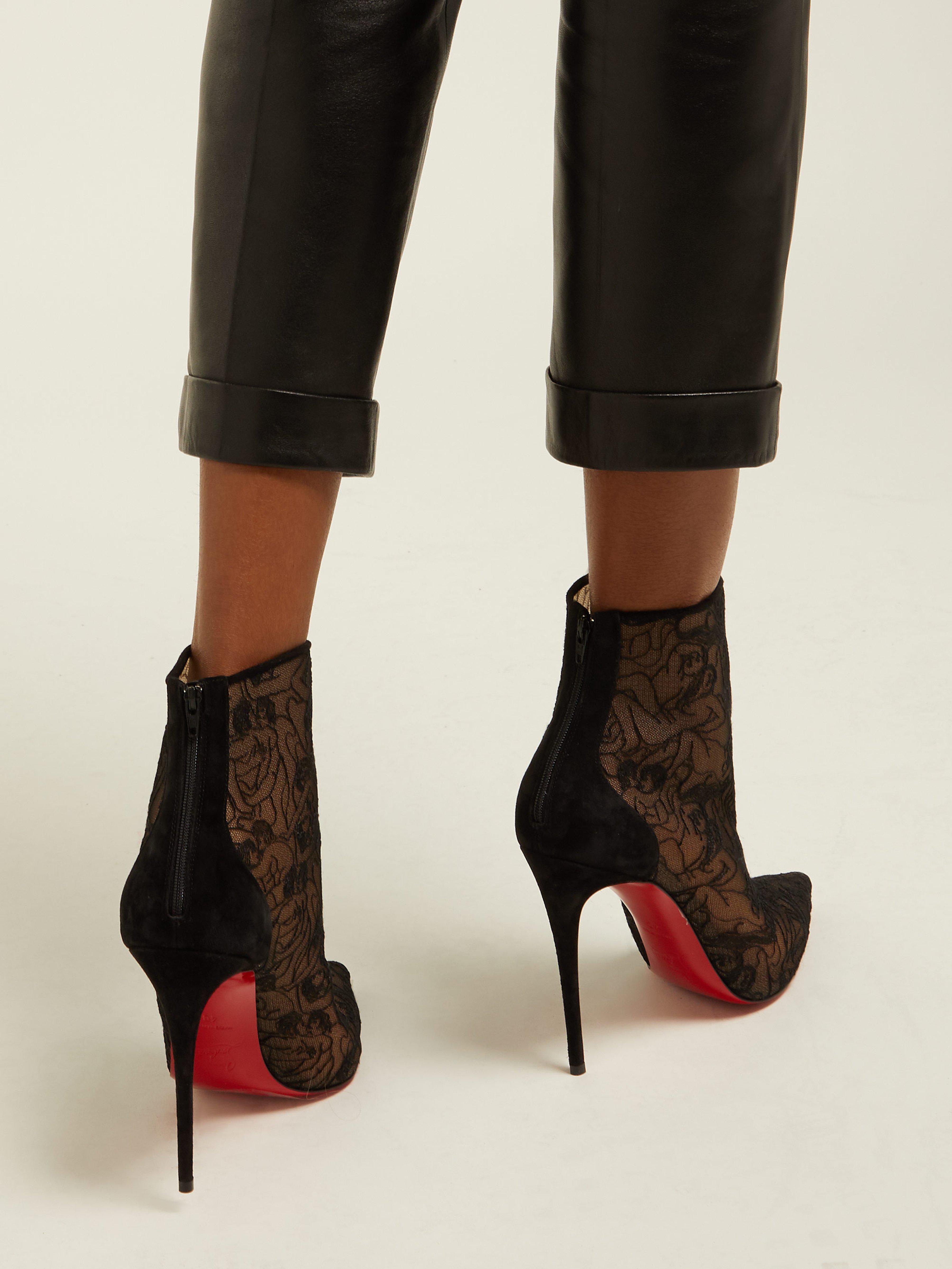Christian louboutin mesh ankle best sale boots