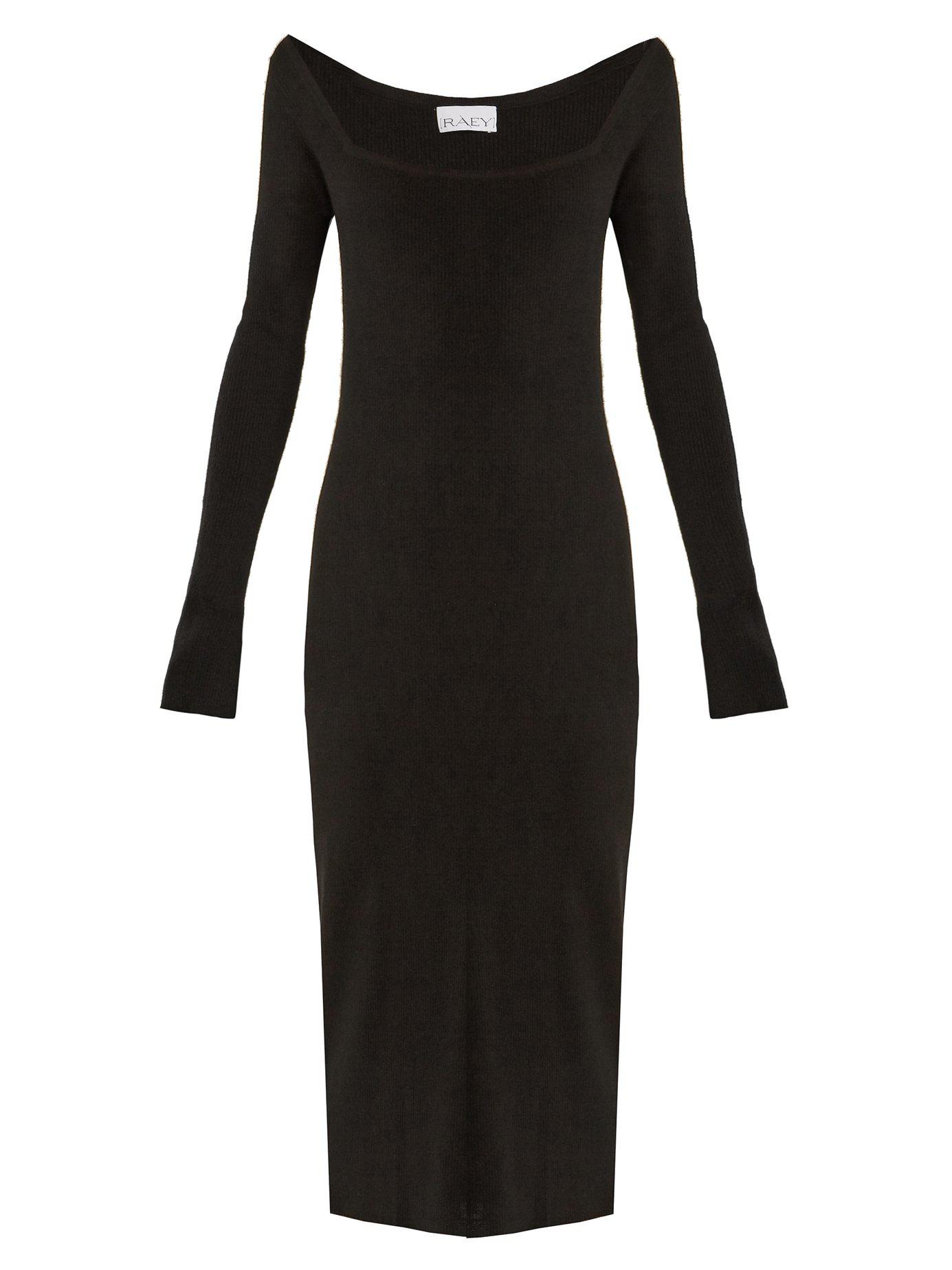Raey Square Neck Ribbed Cashmere Dress 