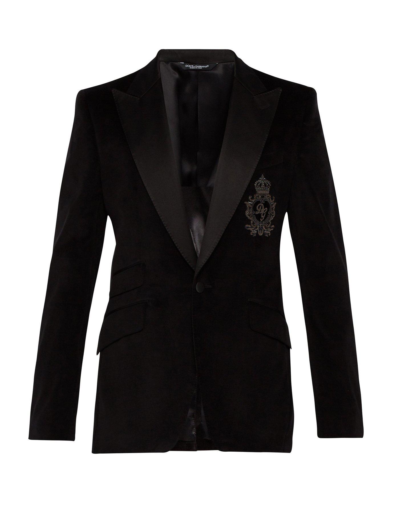 Dolce & Gabbana Monogrammed Black Velvet Blazer for Men - Lyst