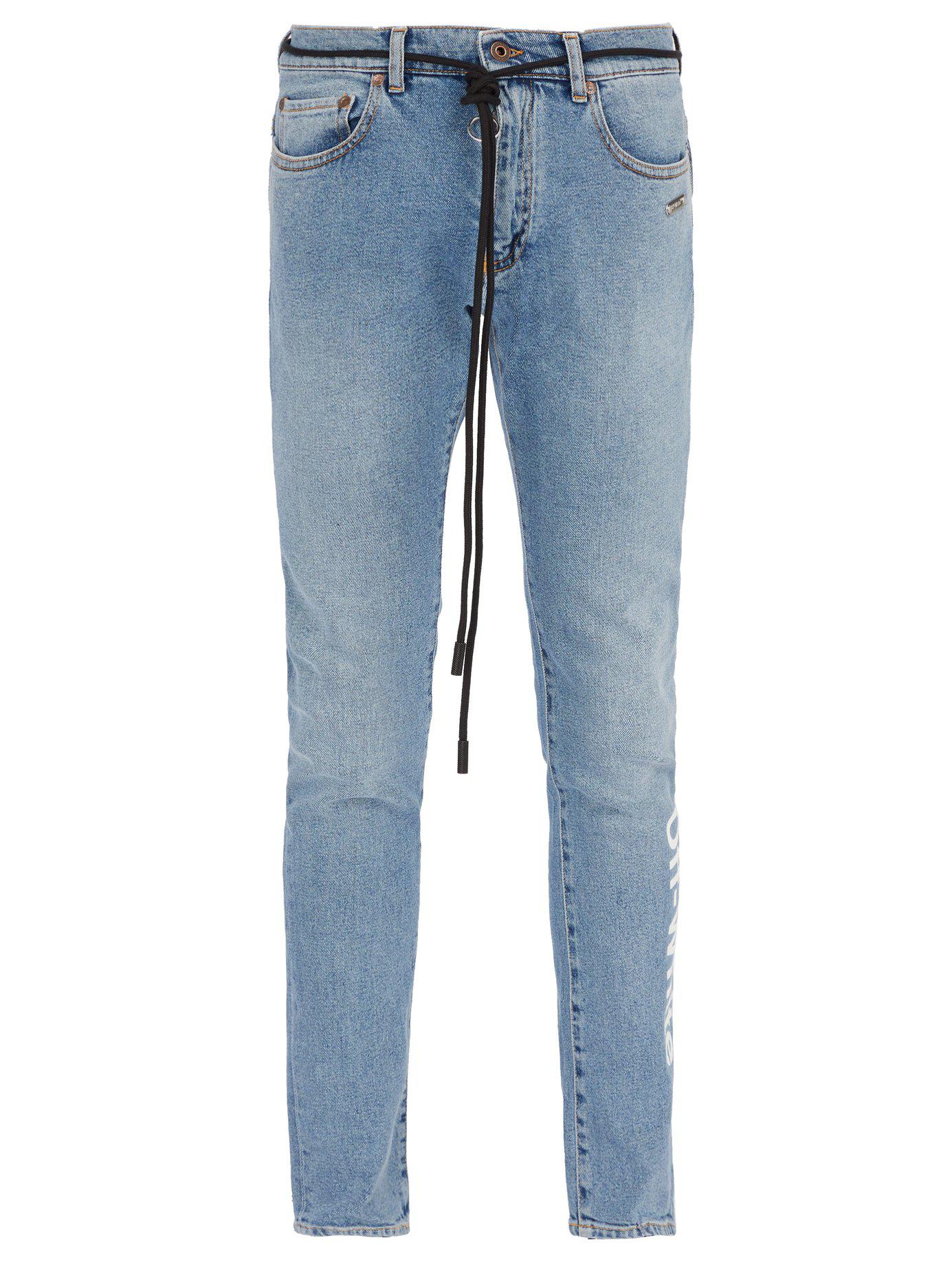 Off-White c/o Virgil Abloh Shoelace-belt Slim-fit Jeans in Blue for Men |  Lyst