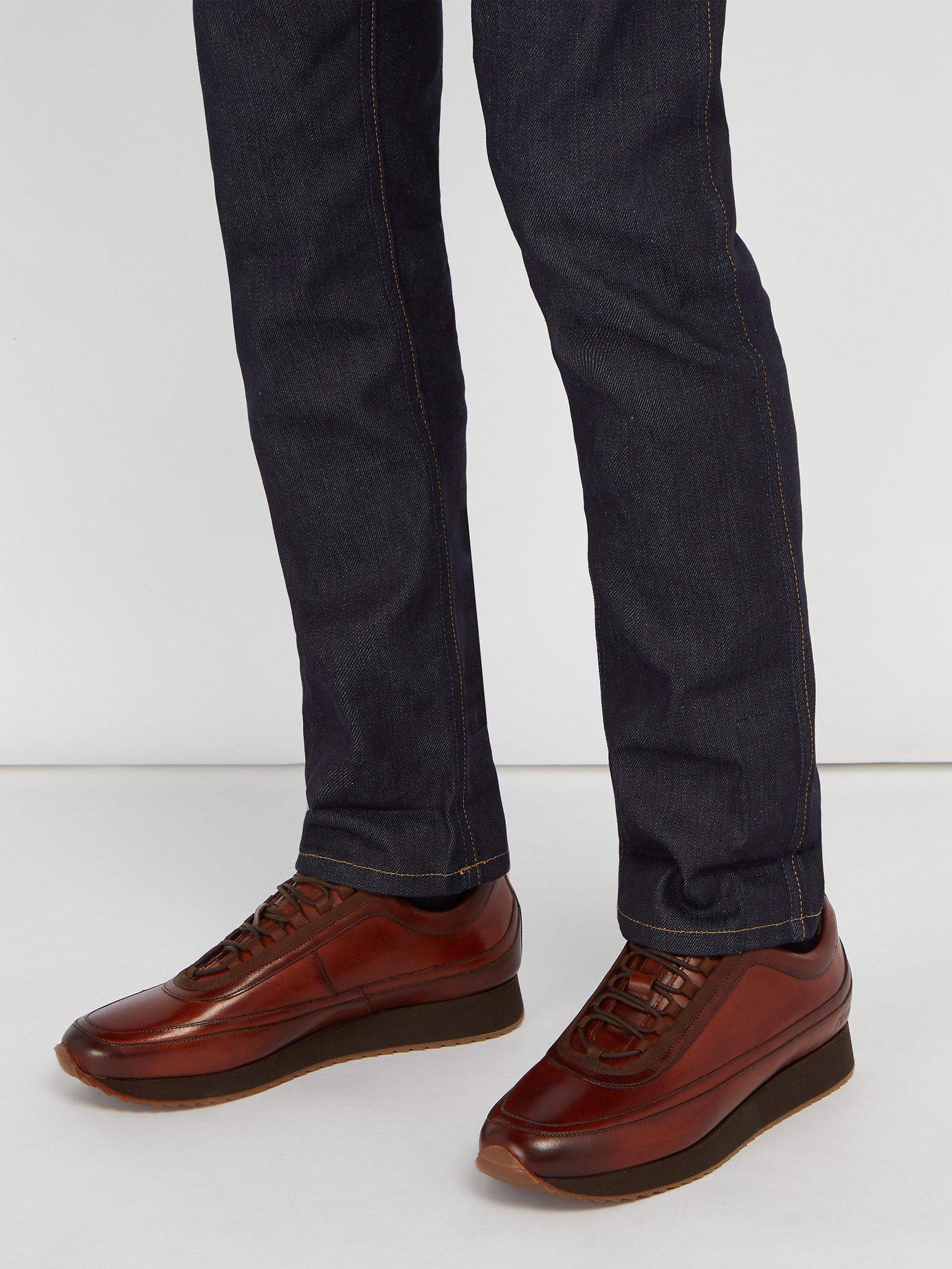 grenson leather trainers