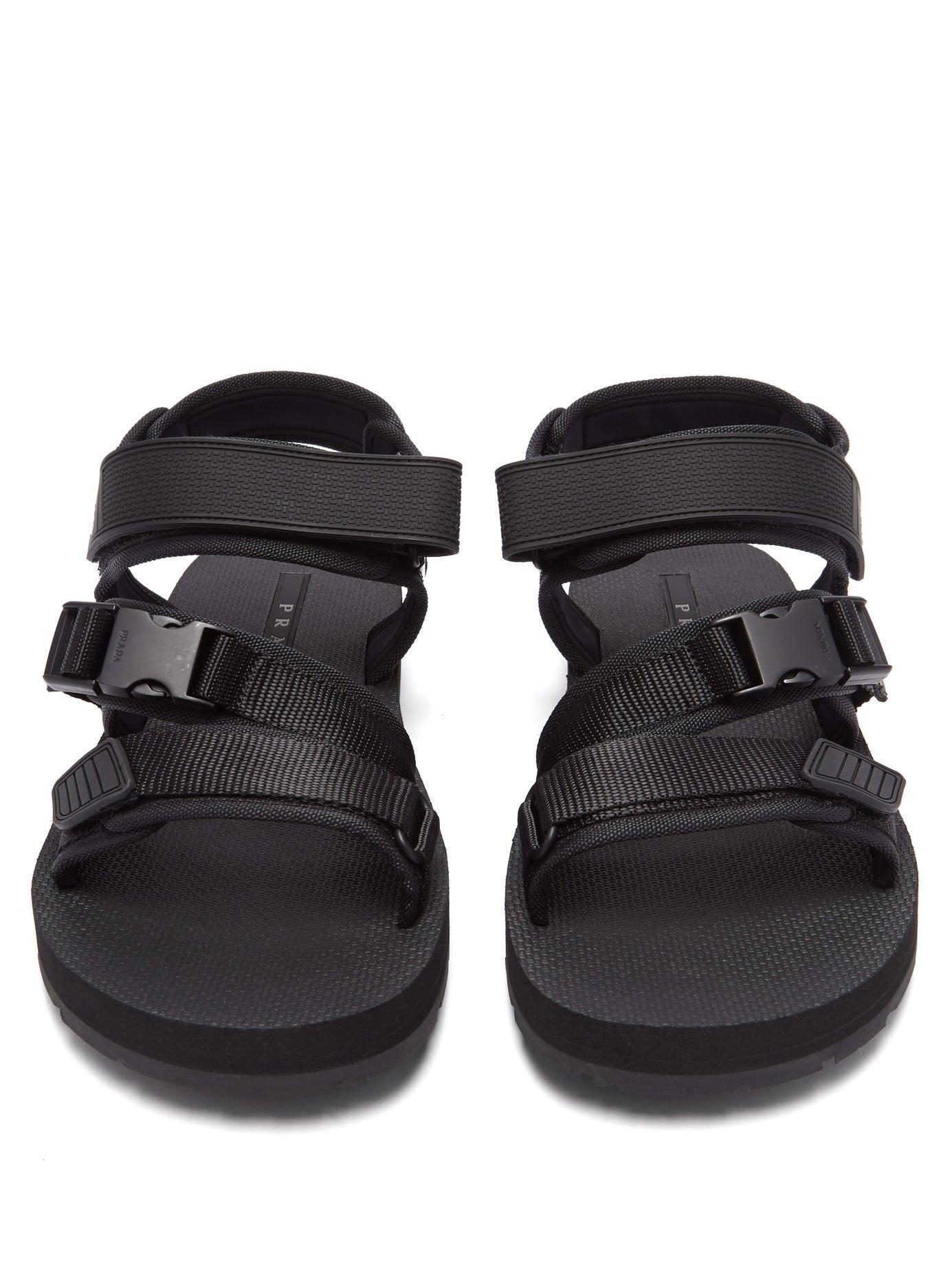 Prada Clip Buckle-fastening Velcro-strap Sandals in Black for Men - Lyst