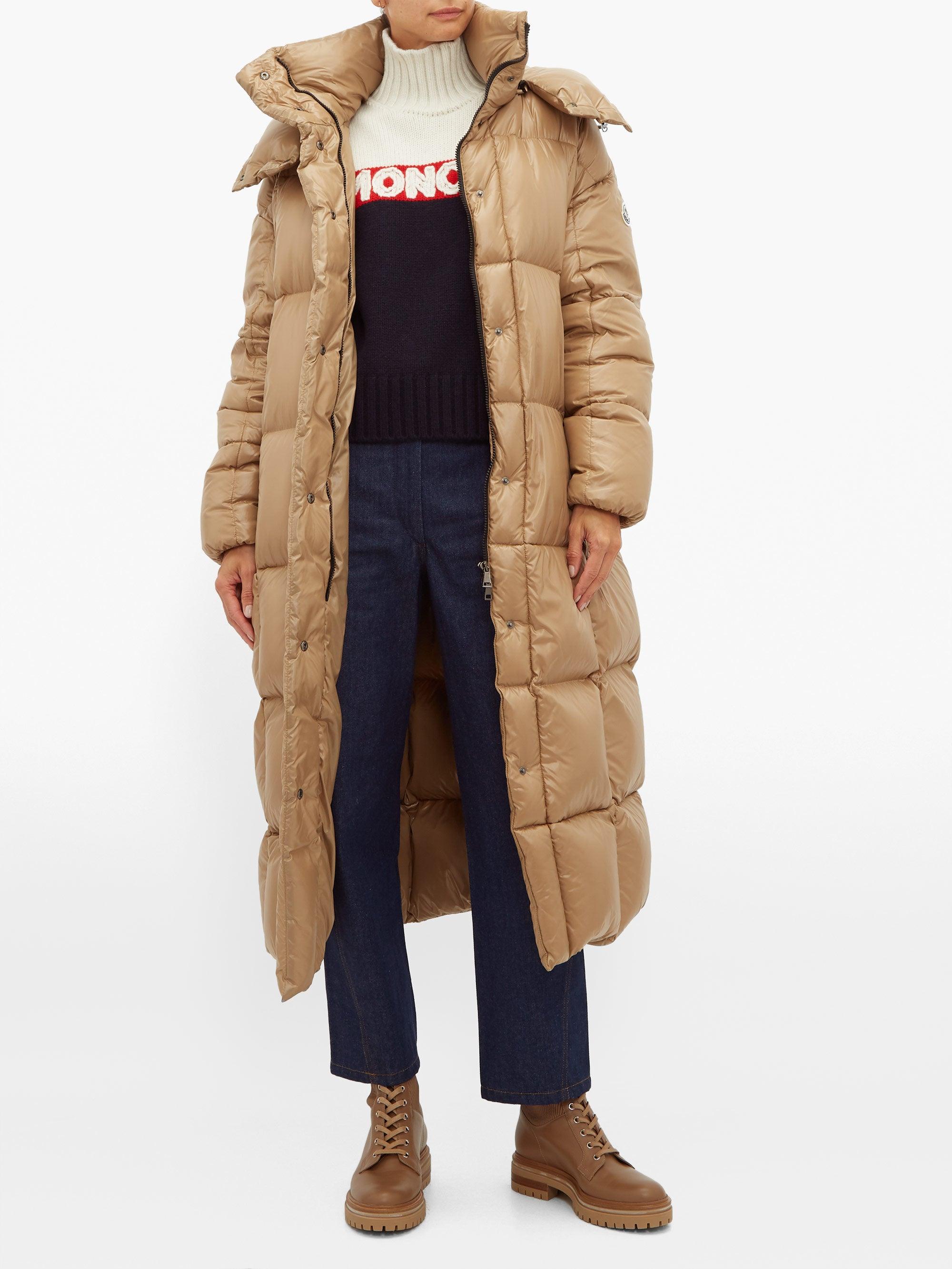 Moncler Parnaiba Down-padded Longline Parka in Natural - Lyst