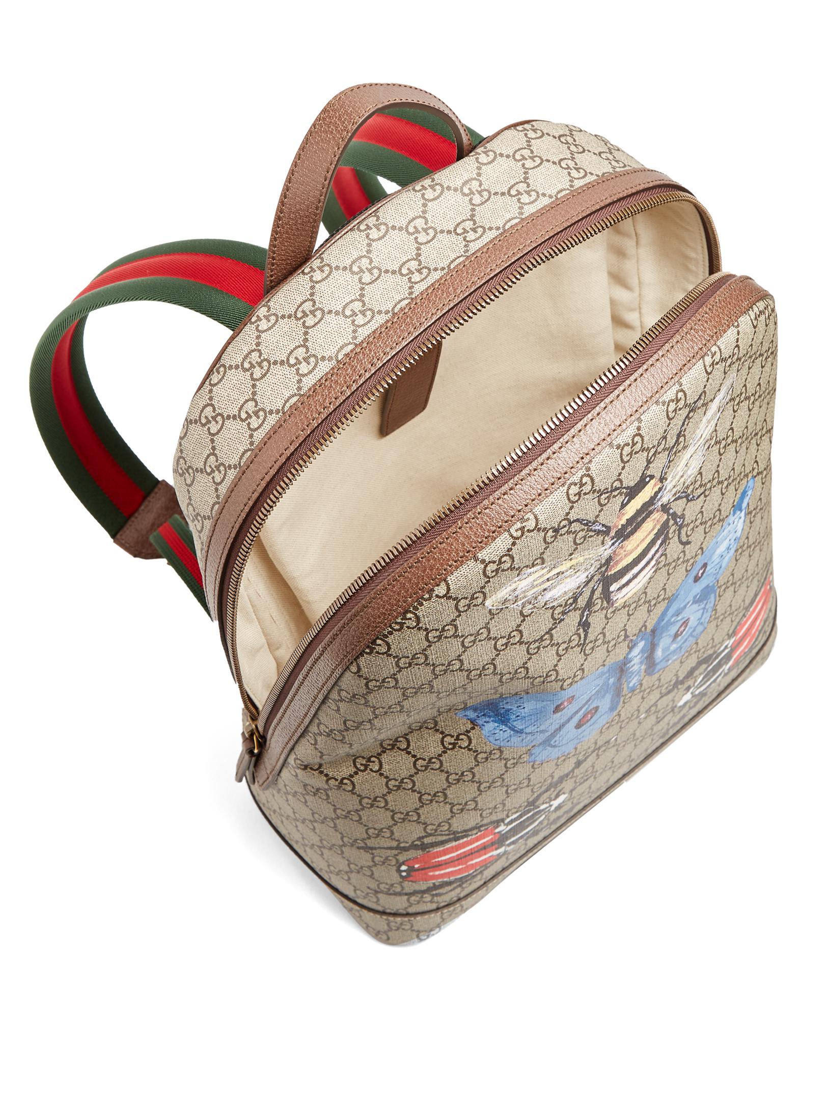 Gucci Gg Supreme Insect-print Canvas Backpack in Brown for Men - Lyst