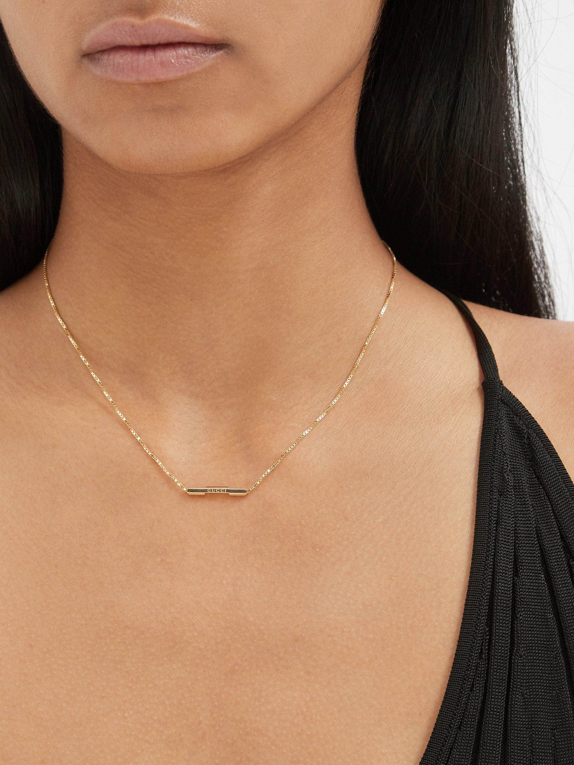Gucci Link To Love Bar 18kt Gold Necklace in Metallic | Lyst Australia