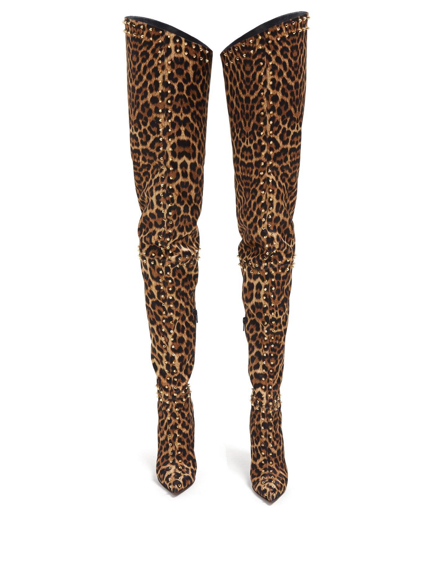 Christian Louboutin Metrolisse 100 Leopard Print Over The Knee Boots in  Brown | Lyst