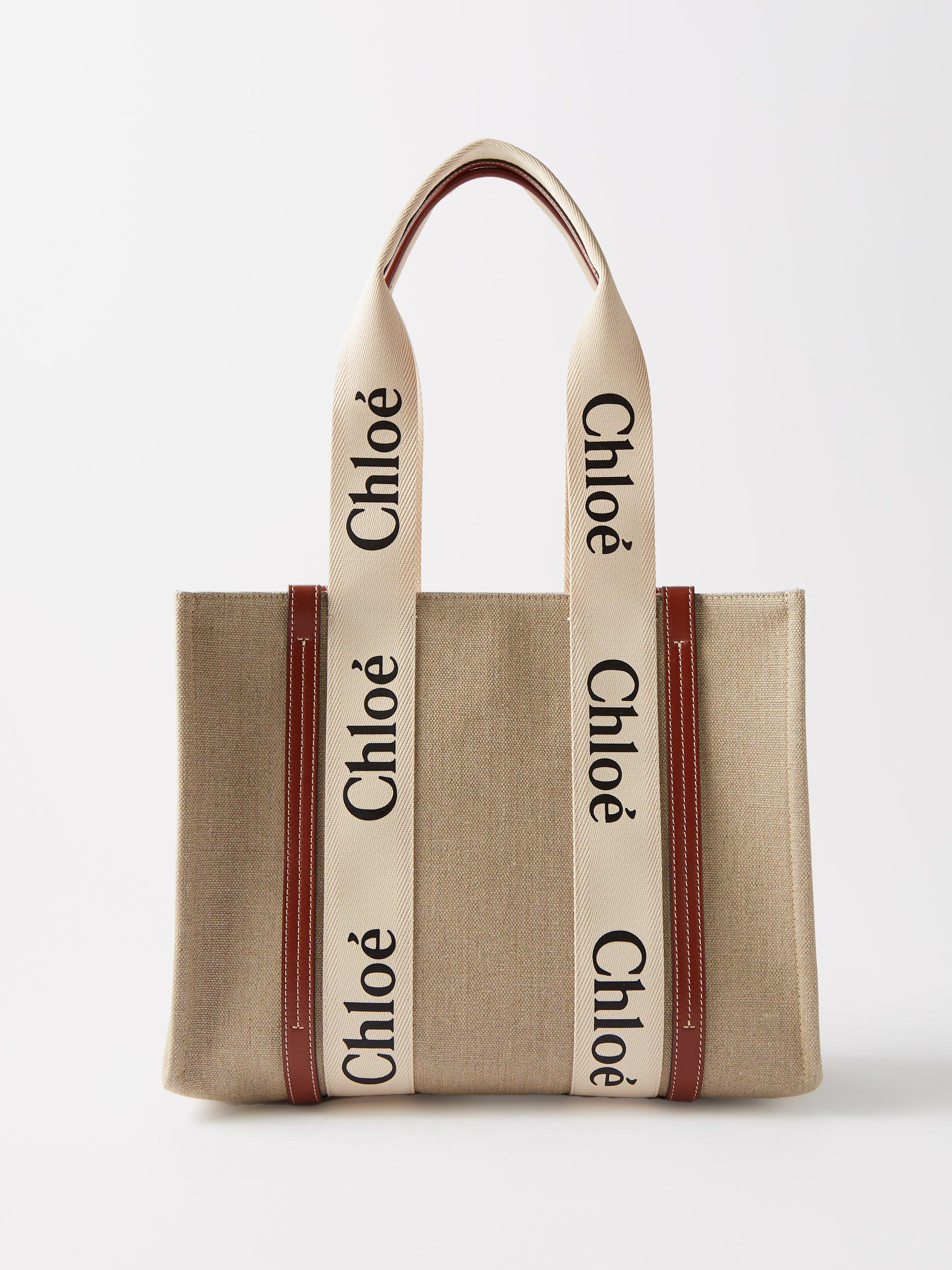 Chloé Woody Logo-print Canvas Tote Bag in Natural | Lyst