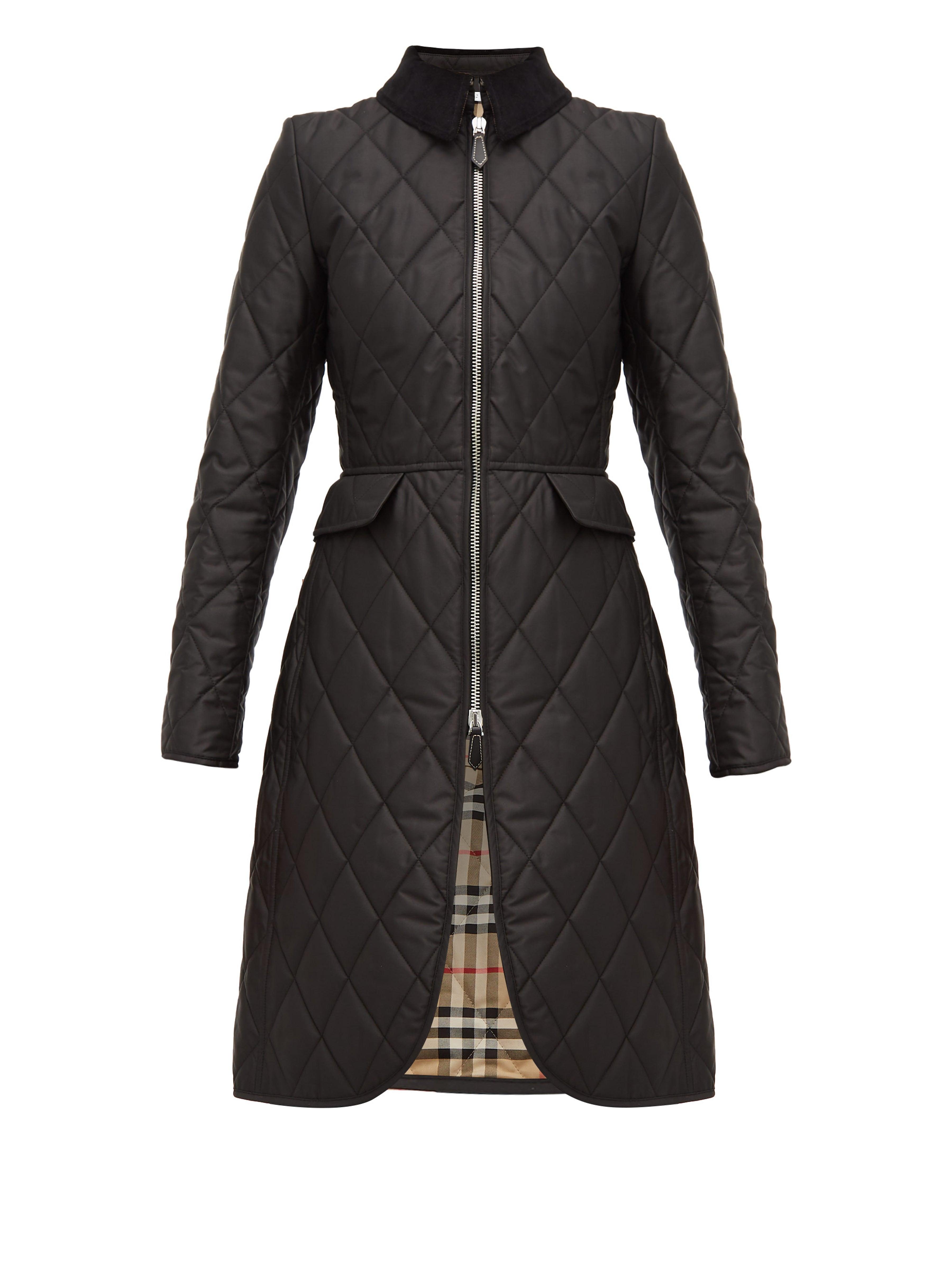 Burberry Ongar Vintage Check-lined Quilted Coat in Black | Lyst UK
