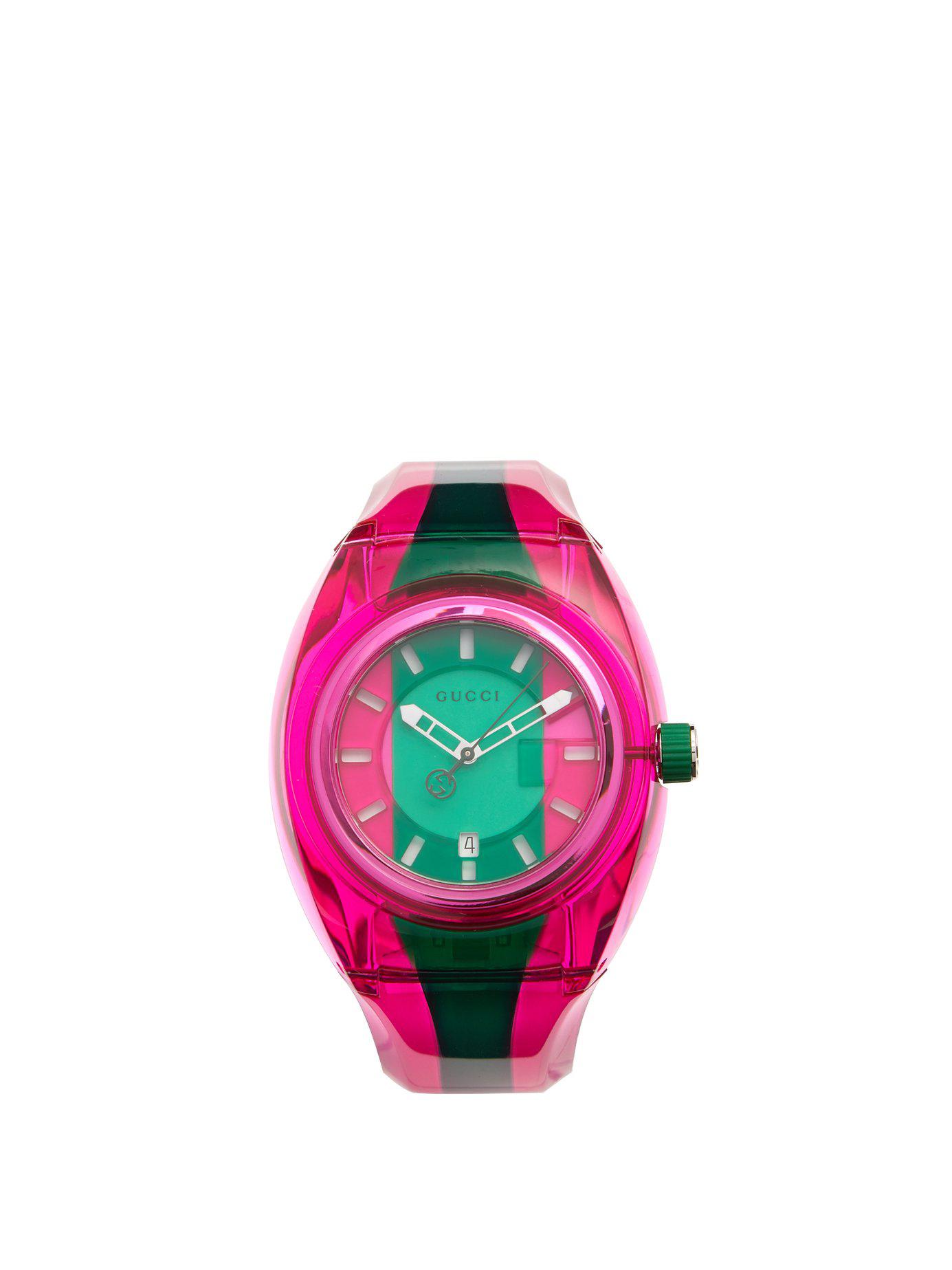 Gucci Rubber Sync Watch, 46mm in Pink 