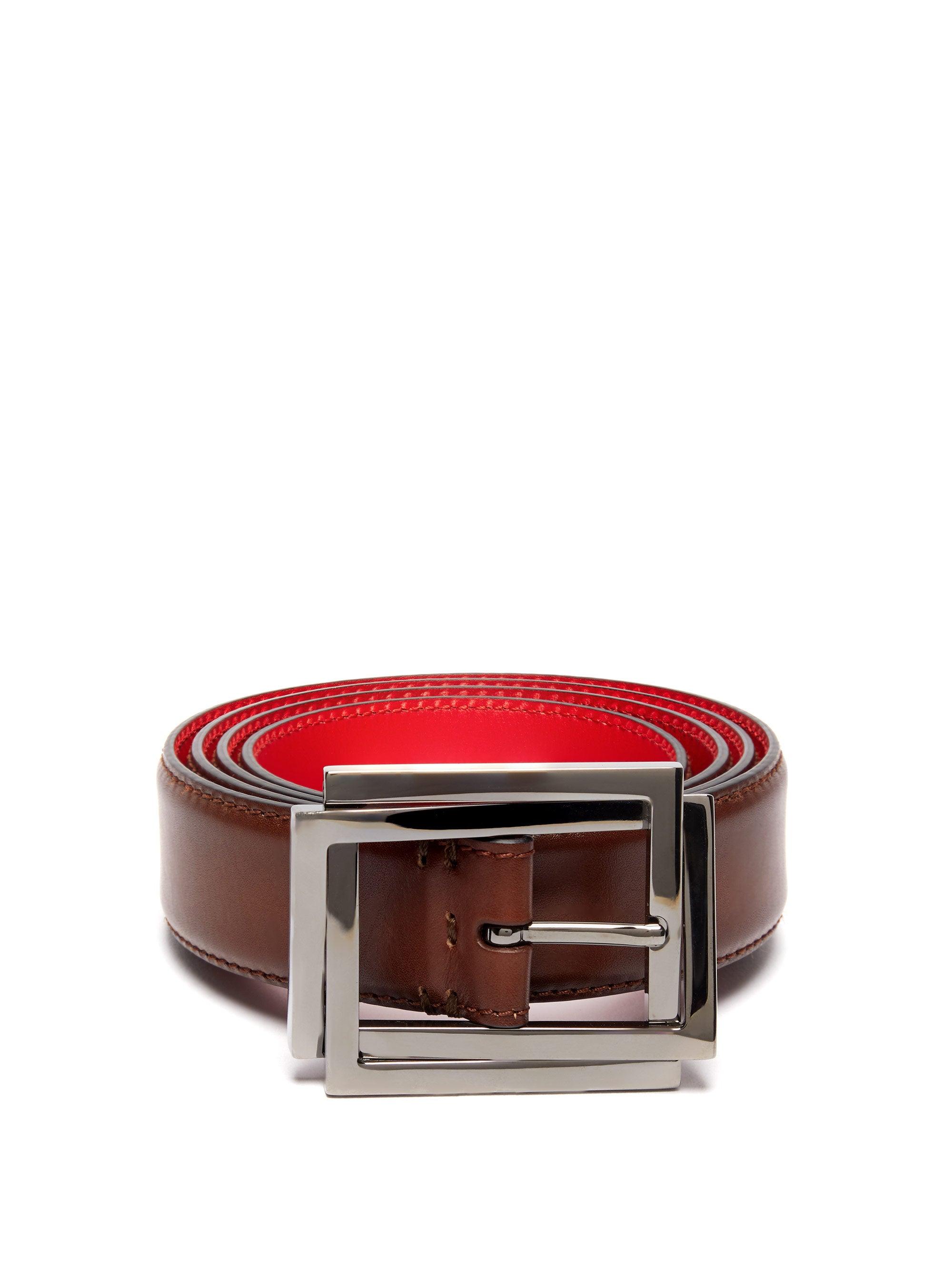 Christian Louboutin Loubi Spiked Calfskin Leather Belt