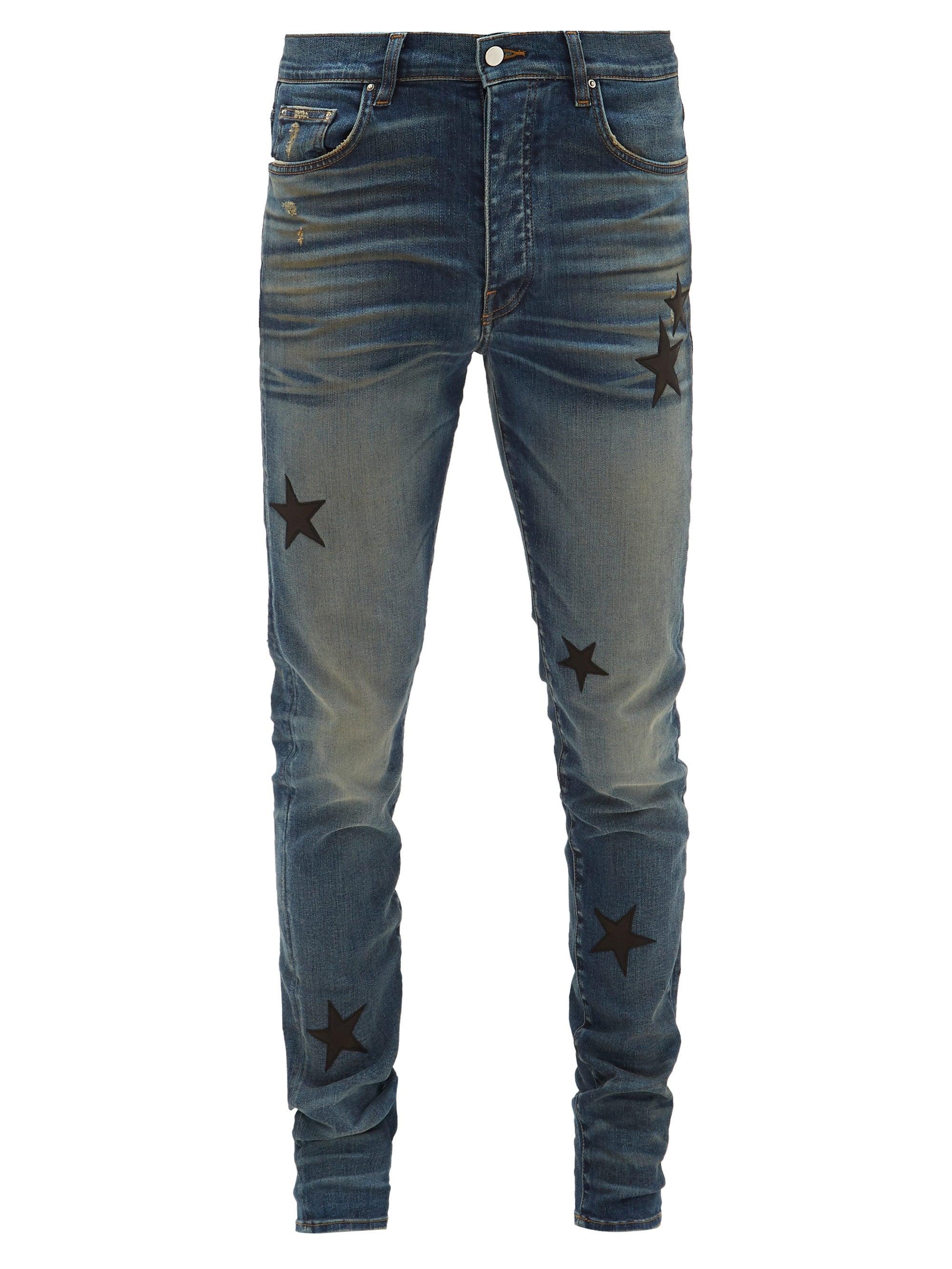 Amiri Slim-fit Star-patch Denim Jeans in Dark Blue (Blue) for Men | Lyst