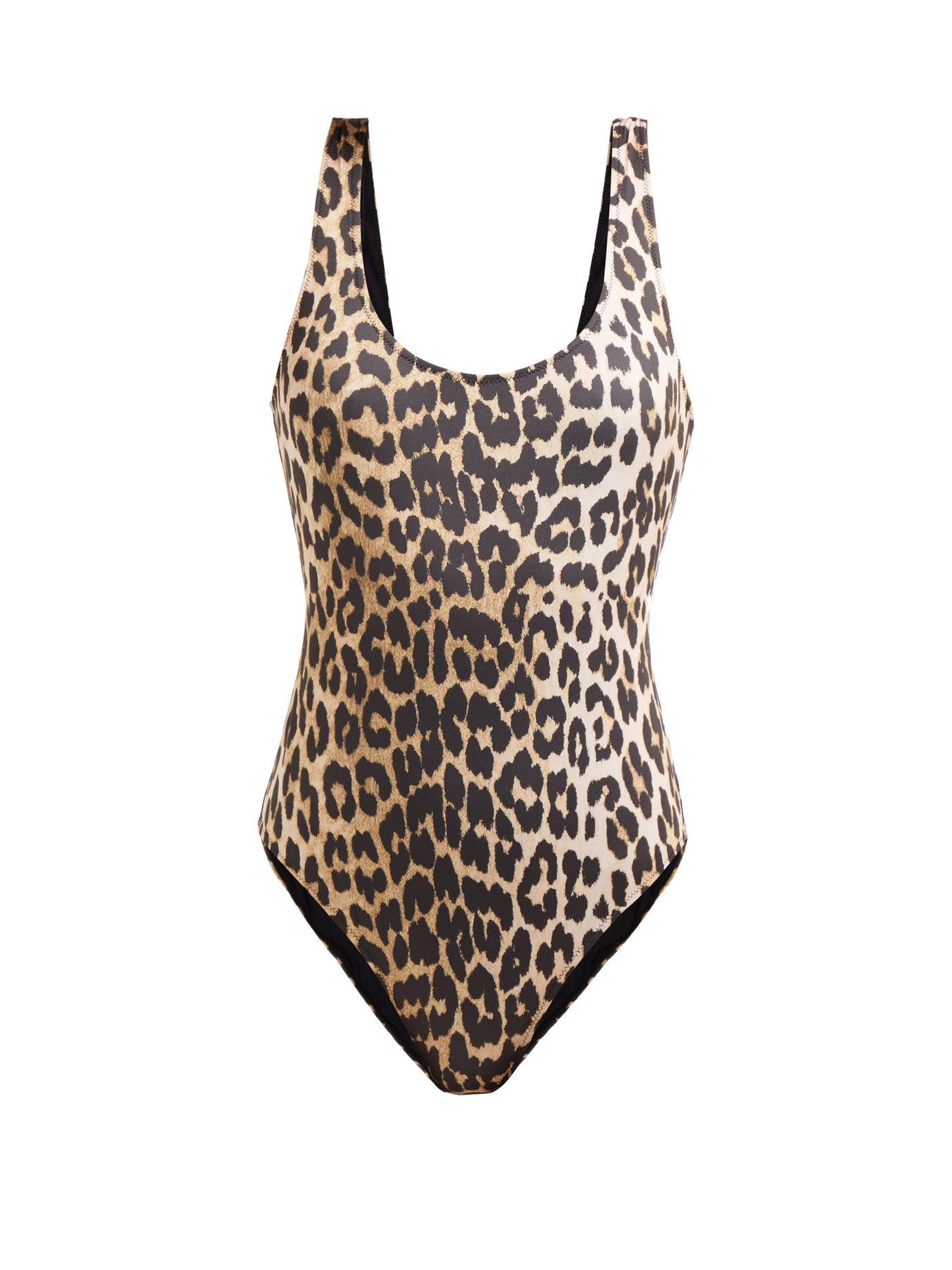 Ganni Leopardprint Swimsuit in Brown Lyst