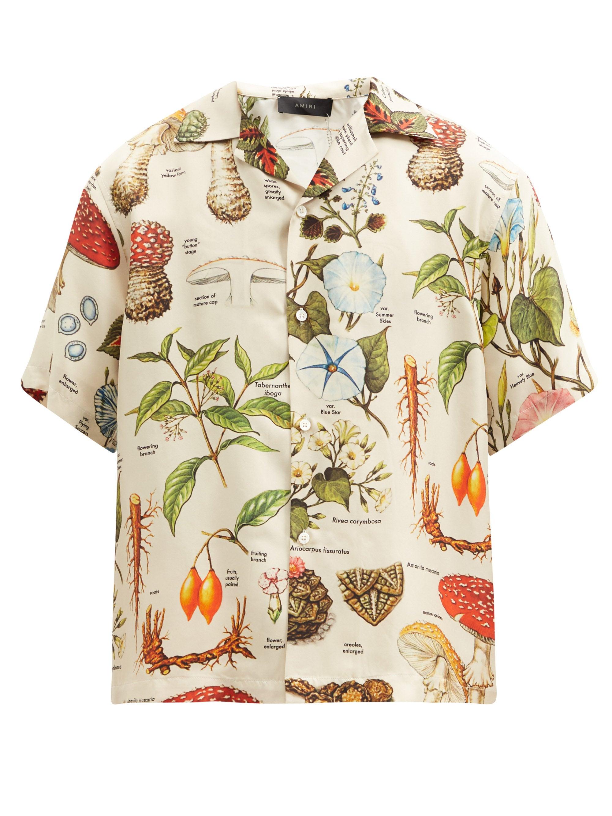 Amiri Psychedelic Mushroom-print Silk Shirt in White for Men | Lyst Canada