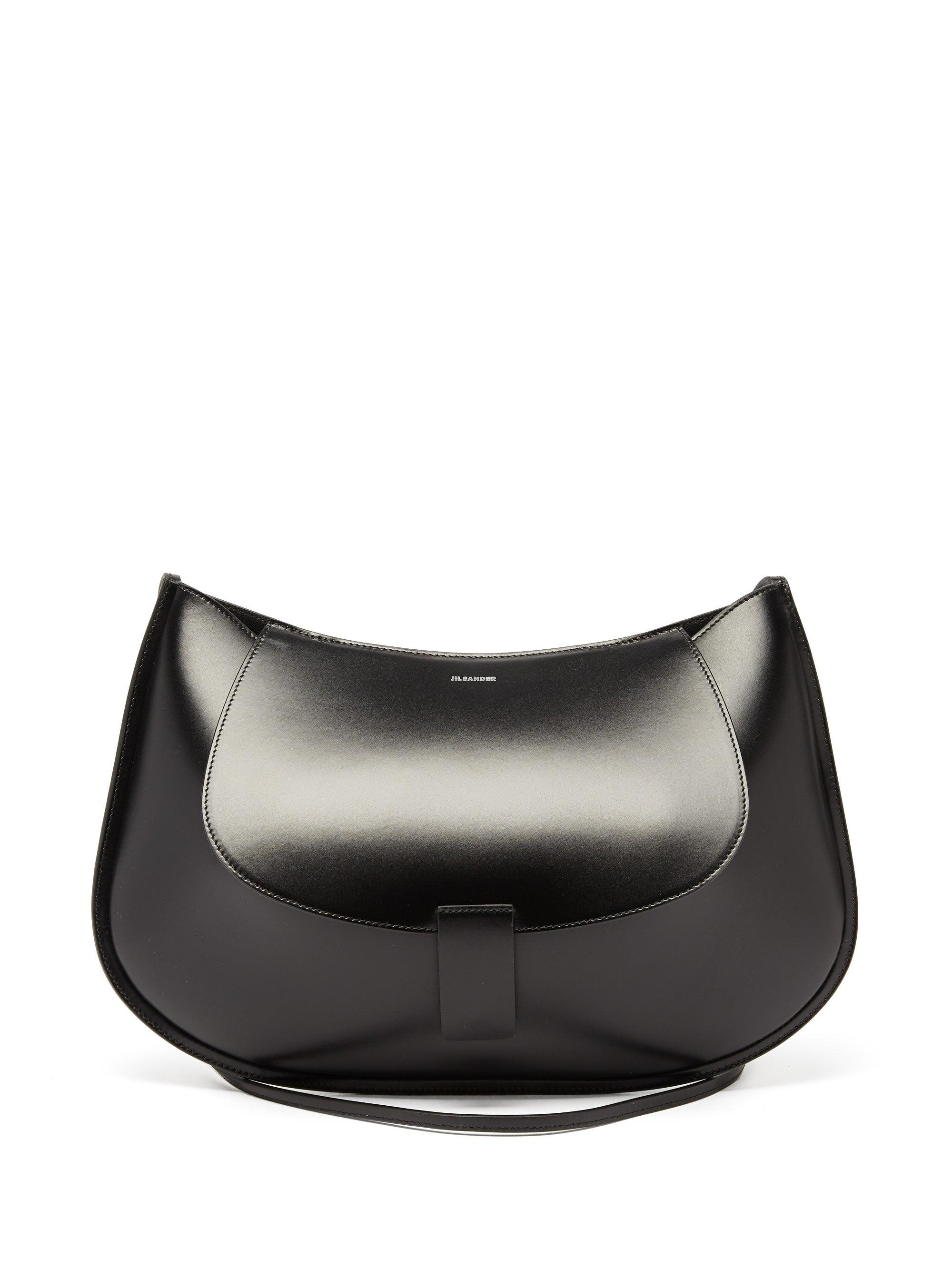 Jil Sander - Women's Medium Crinkled Shoulder Bag - Black - Leather