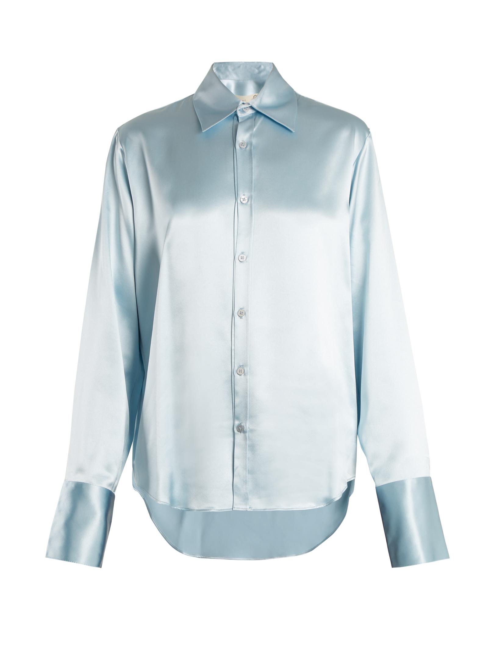 nederlag kæmpe ledig stilling Martine Rose Oversized-cuff Silk Shirt in Blue | Lyst