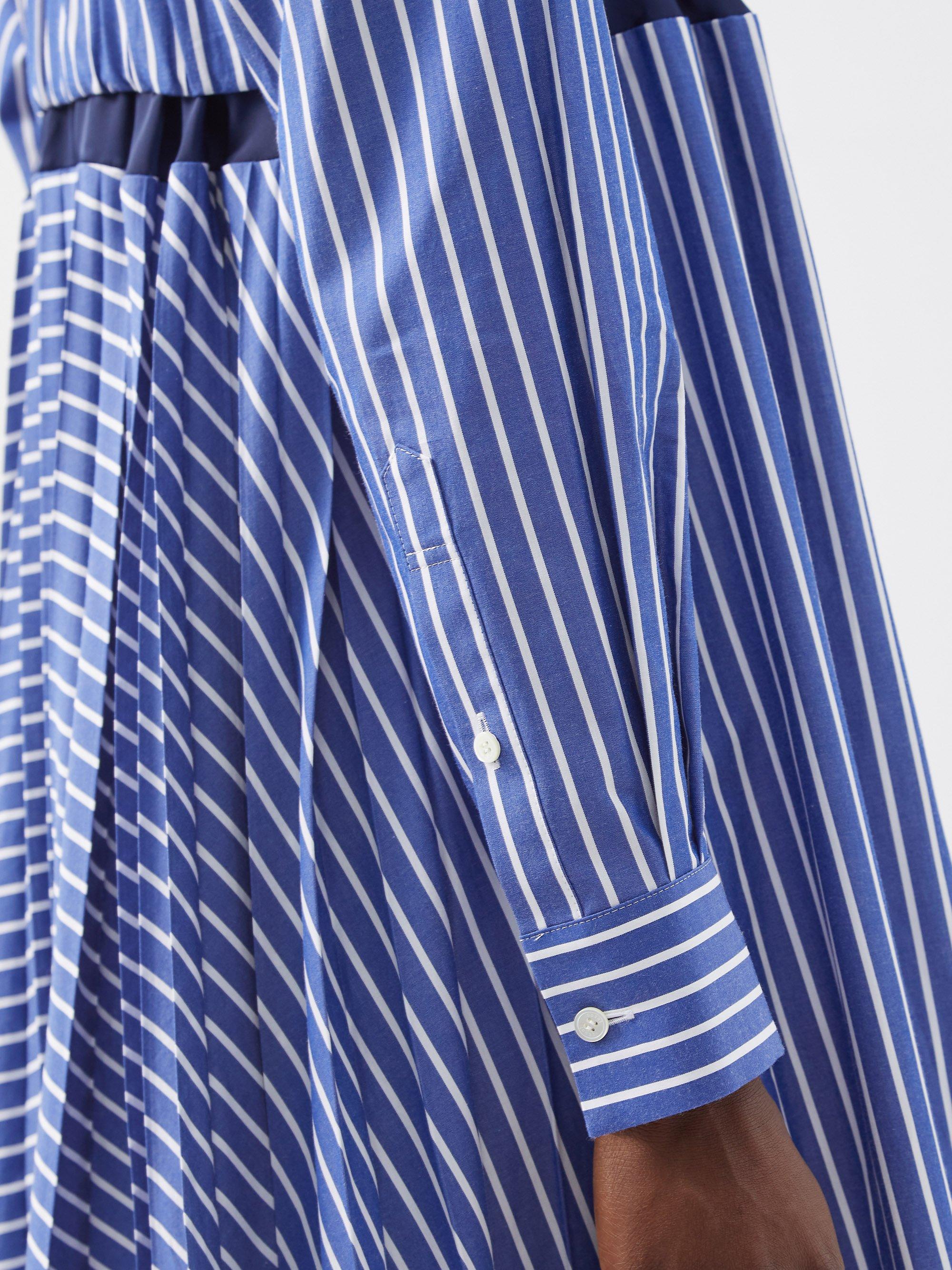 Sacai Striped Cotton-poplin Shirt Dress in Blue | Lyst