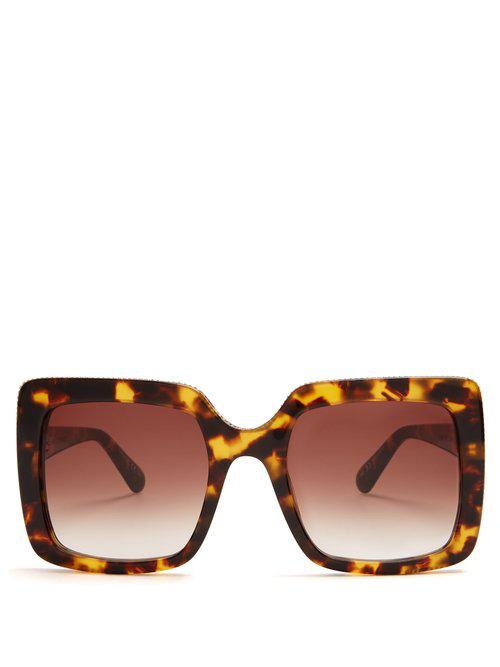 Lyst Stella Mccartney Falabella Square Frame Sunglasses In Brown 