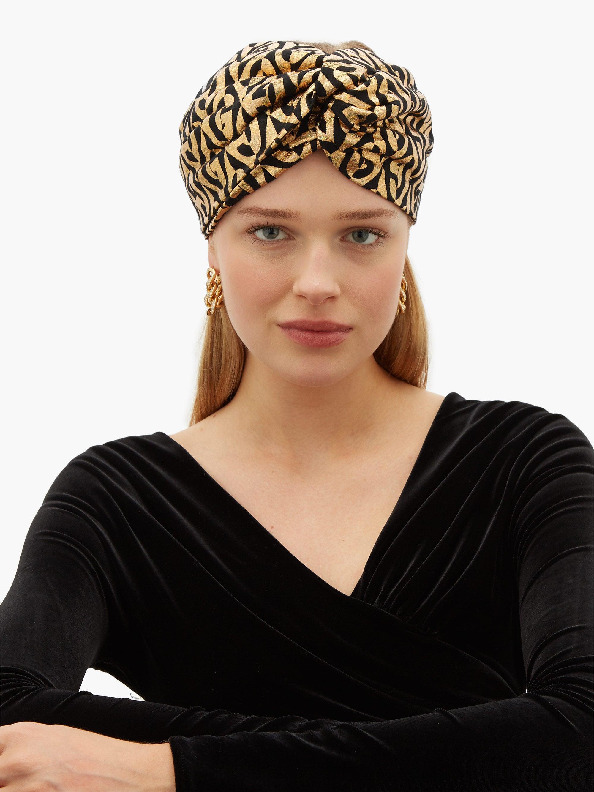 Gucci Metallic Logo-print Turban Headband | Lyst
