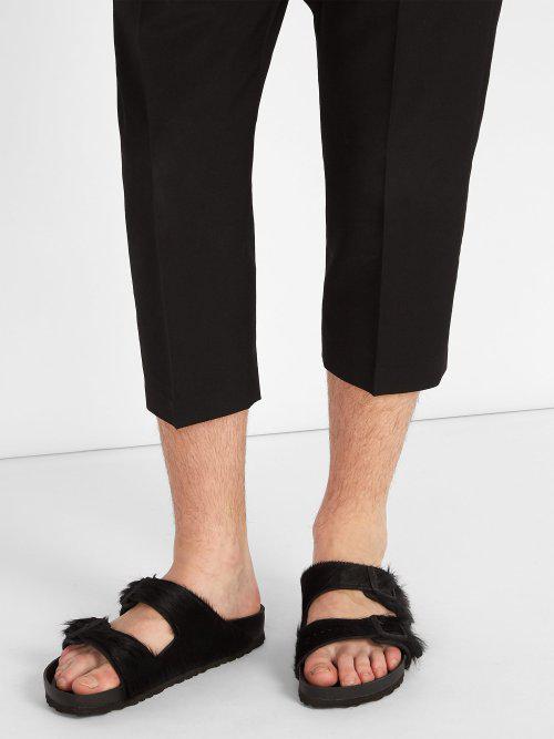 Rick Owens X Birkenstock Arizona Calf-hair Sandals in Black for Men | Lyst