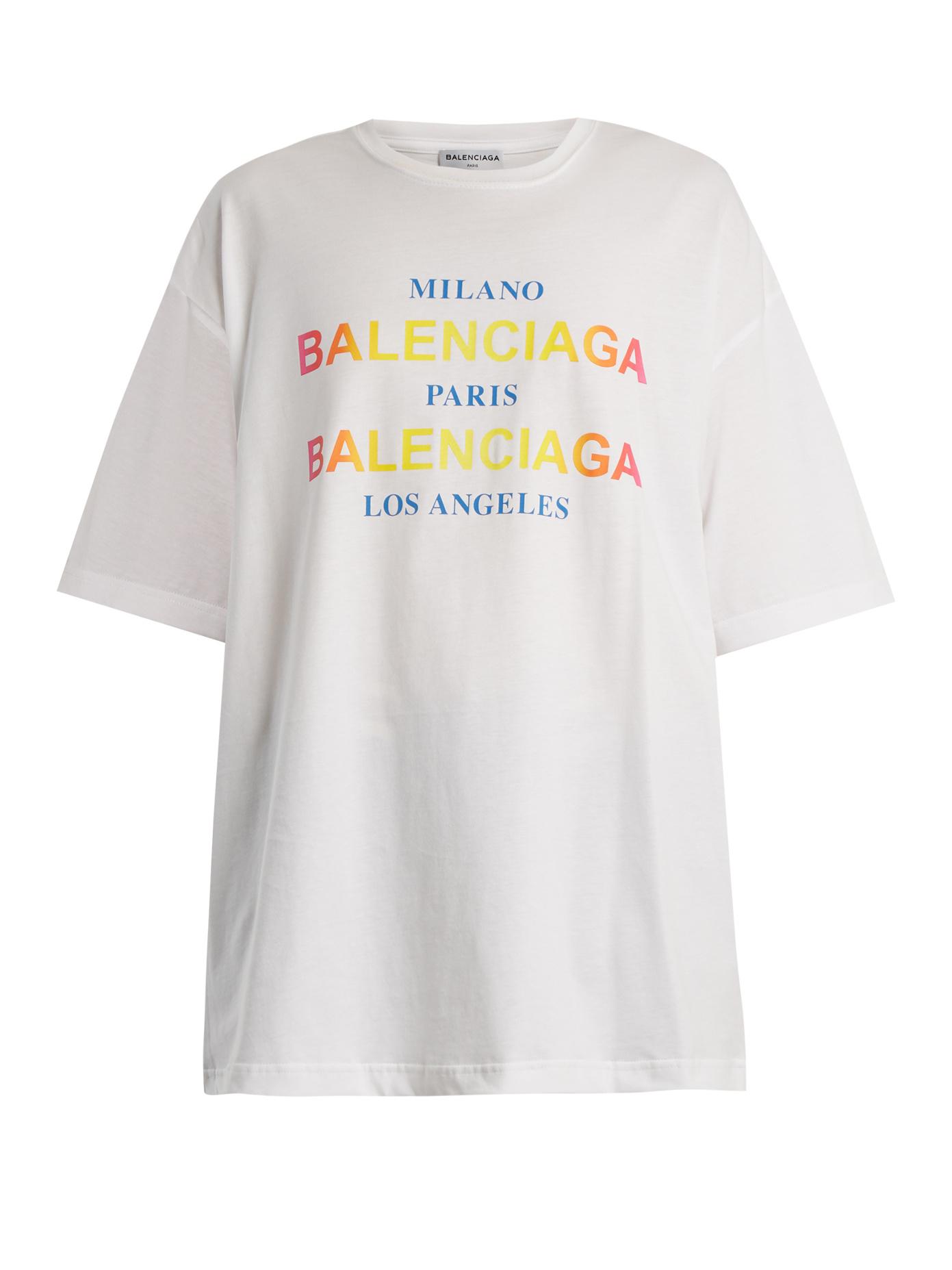 Lyst Balenciaga  Logo And City print Cotton T  shirt  in White