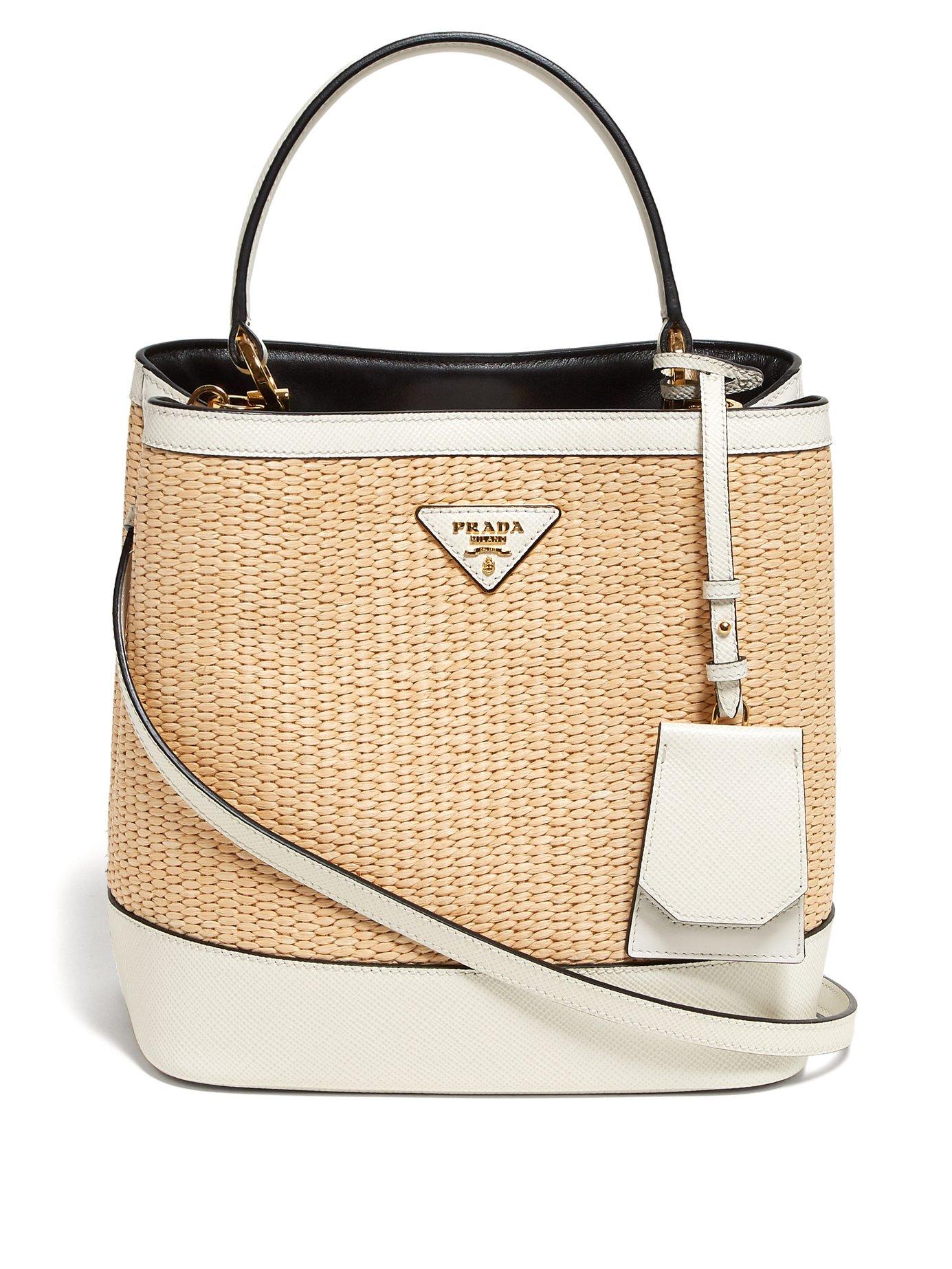 Prada panier medium straw bag hot sale