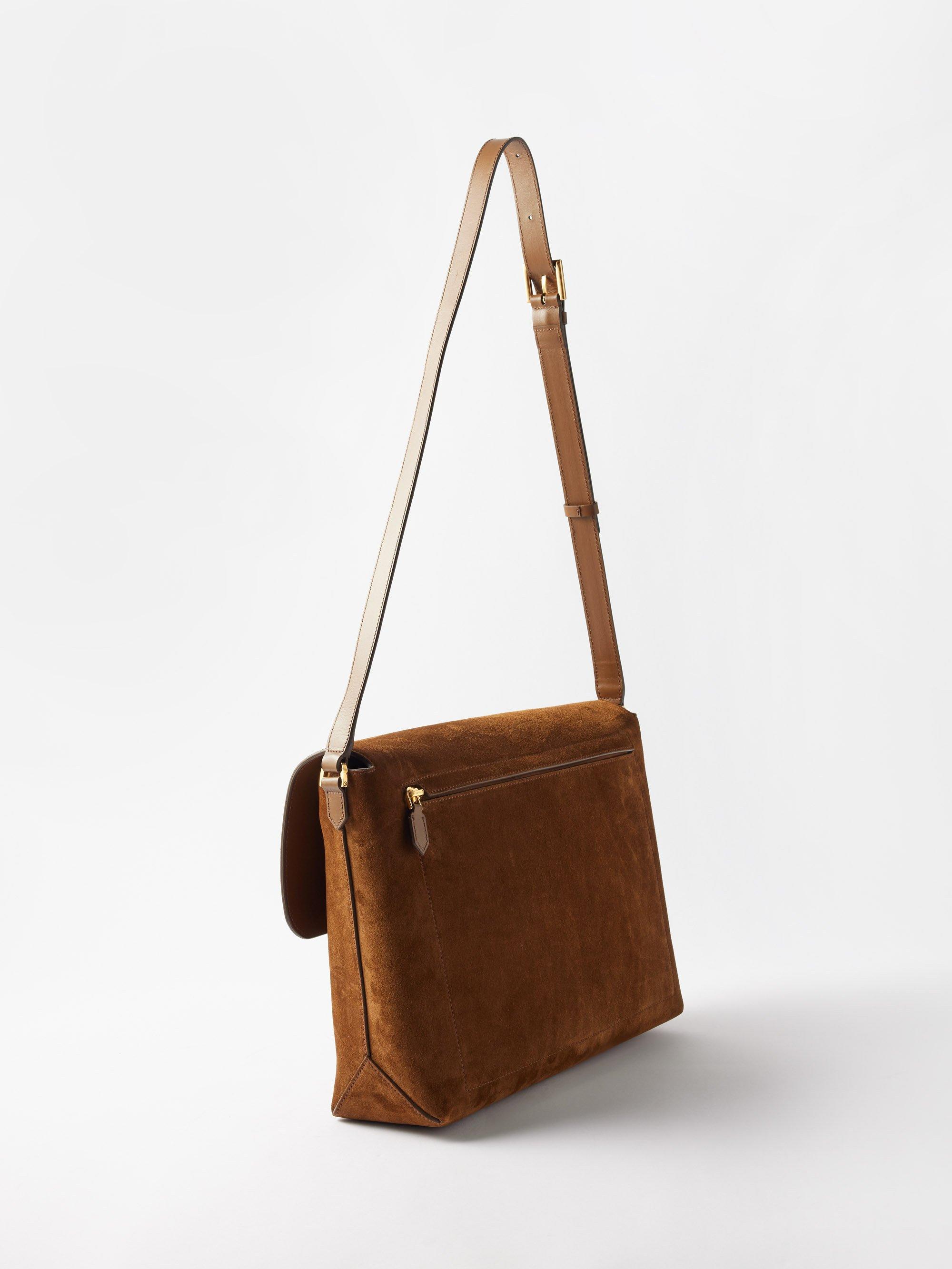 Tom Ford Logo-patch Suede Duffle Bag in Brown for Men