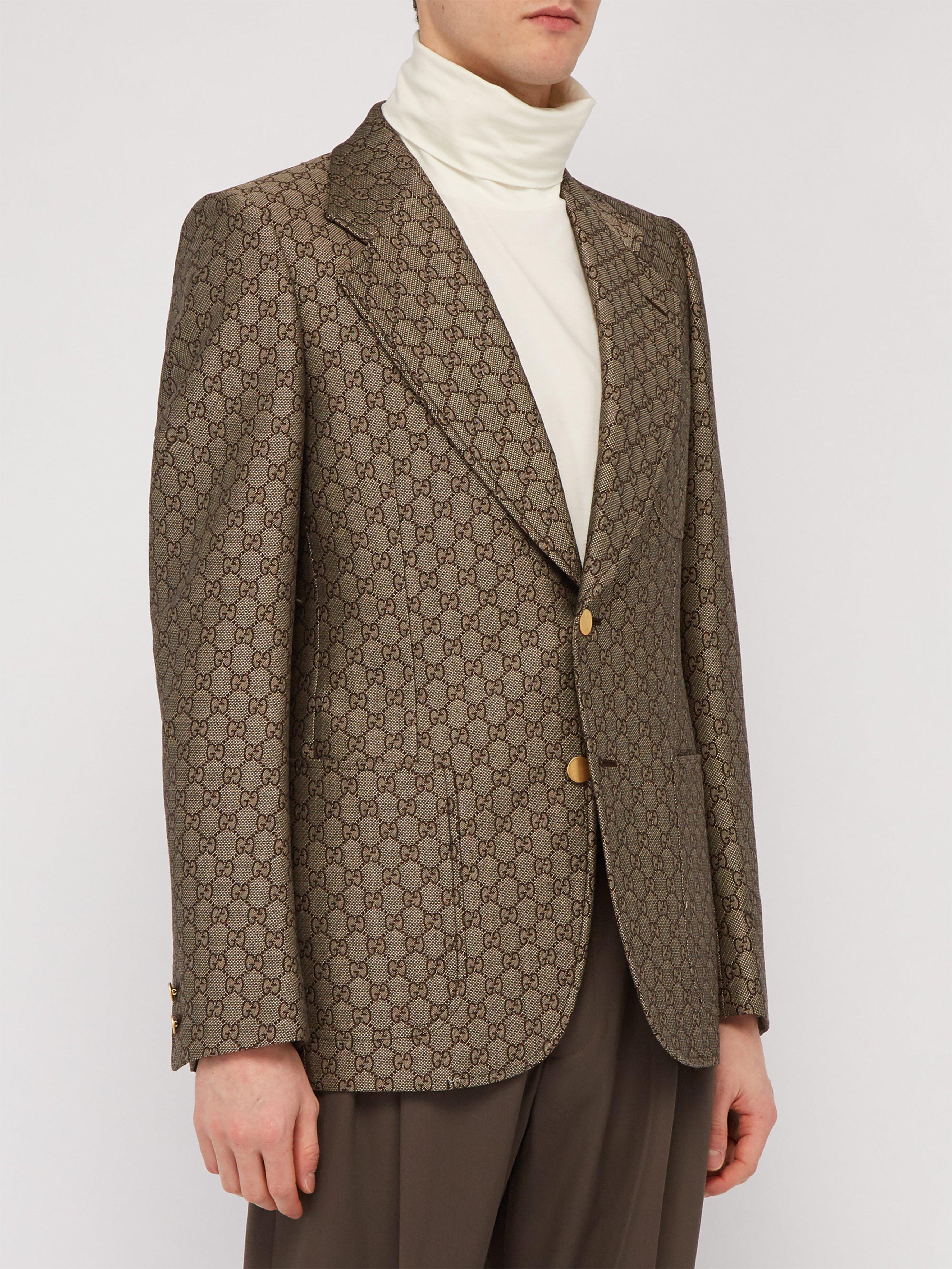 Gucci Gg Monogram Single Breasted Suit Jacket in Natural for Men | Lyst UK