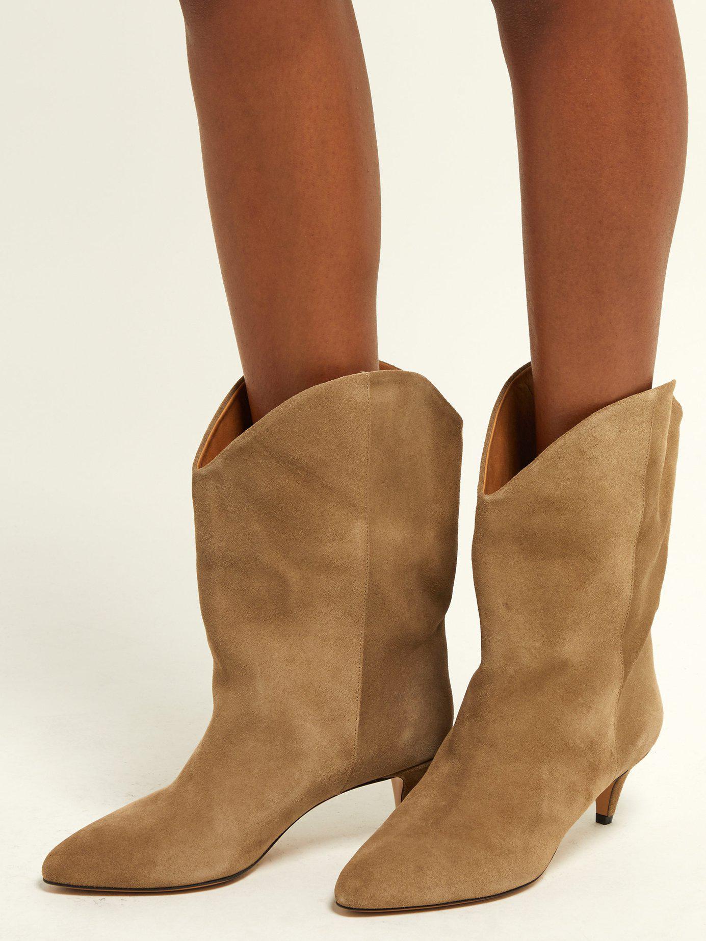 Isabel Marant Dernee Suede Ankle Boots in Natural | Lyst