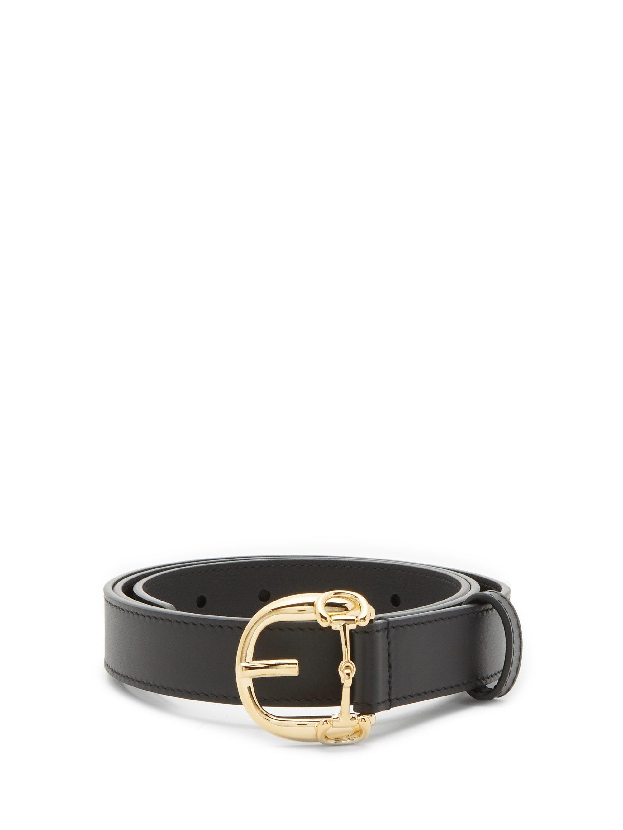 Gucci Leather Thin Belt With Horsebit Buckle in Black for Men - Lyst