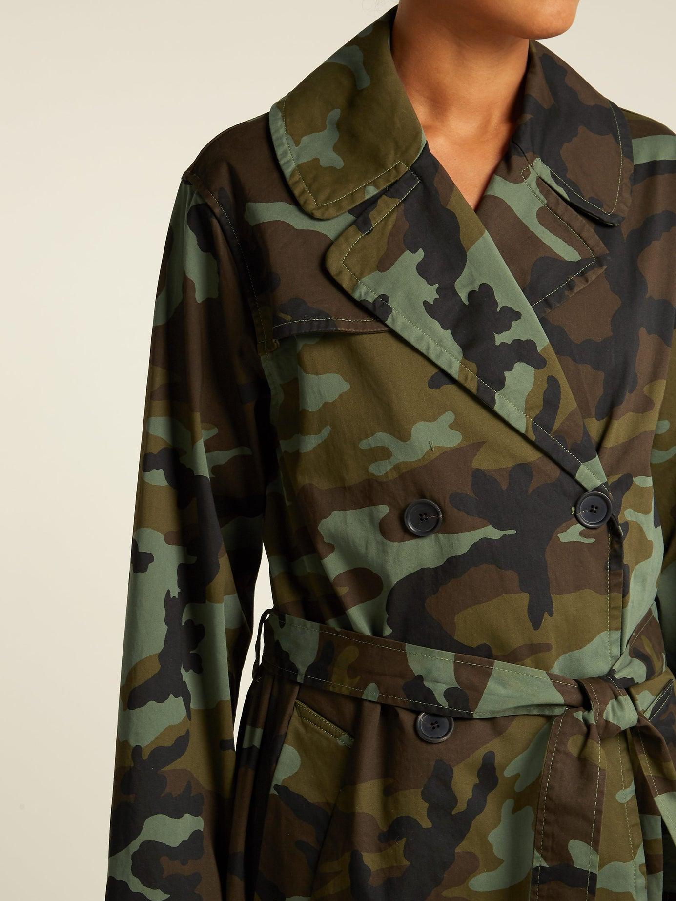 Nili Lotan Farrow Camouflage-print Cotton-blend Trench Coat in Khaki ...