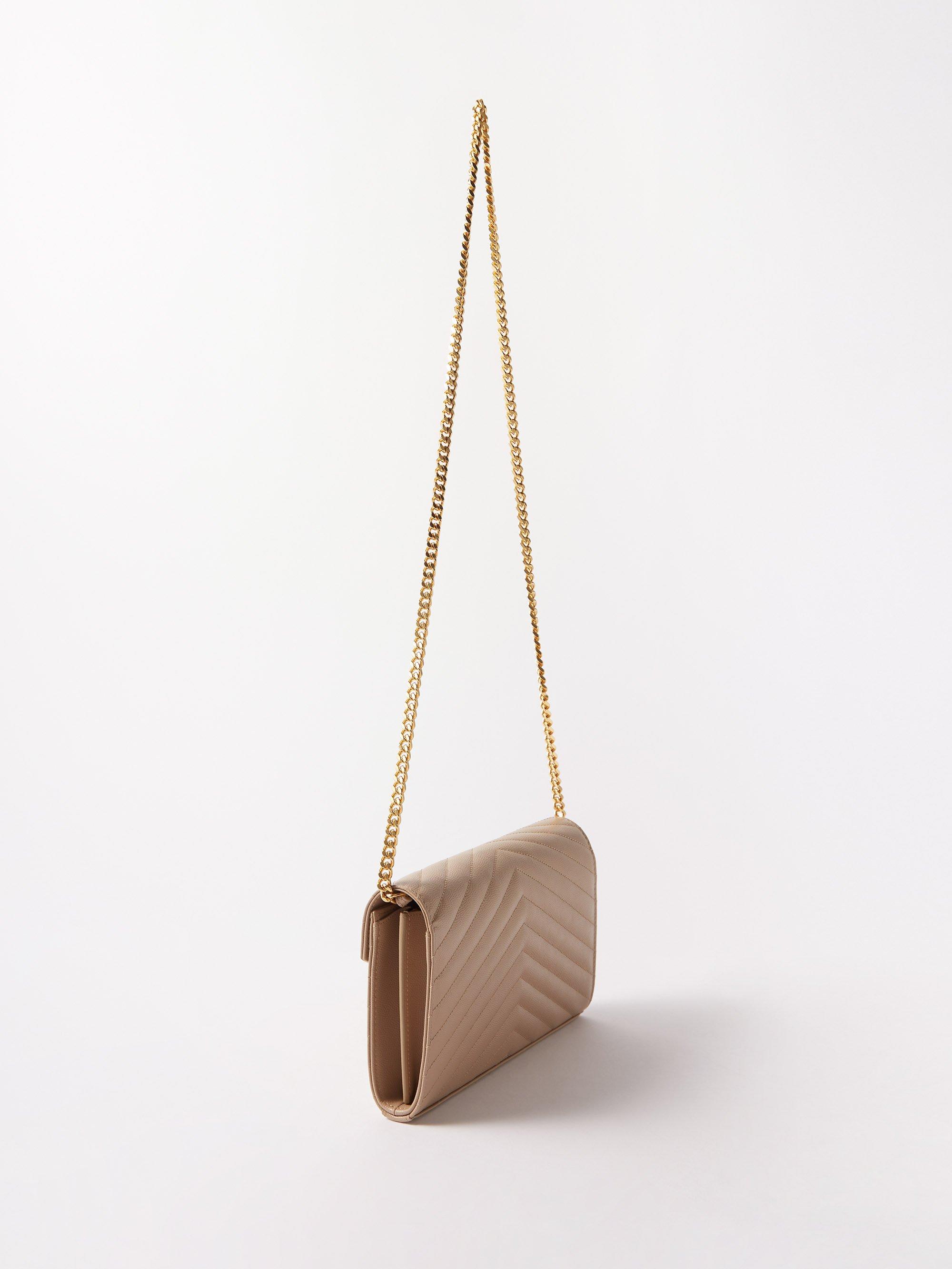 Envelope leather crossbody bag Saint Laurent Beige in Leather