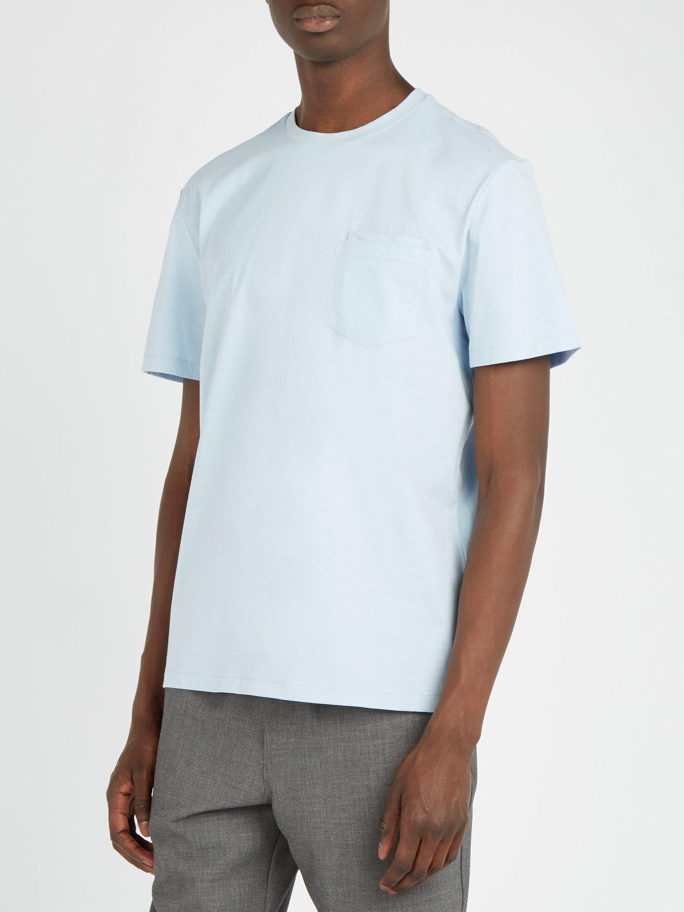 Download A.P.C. Double Pocket Crew-neck Cotton T-shirt in Blue for ...