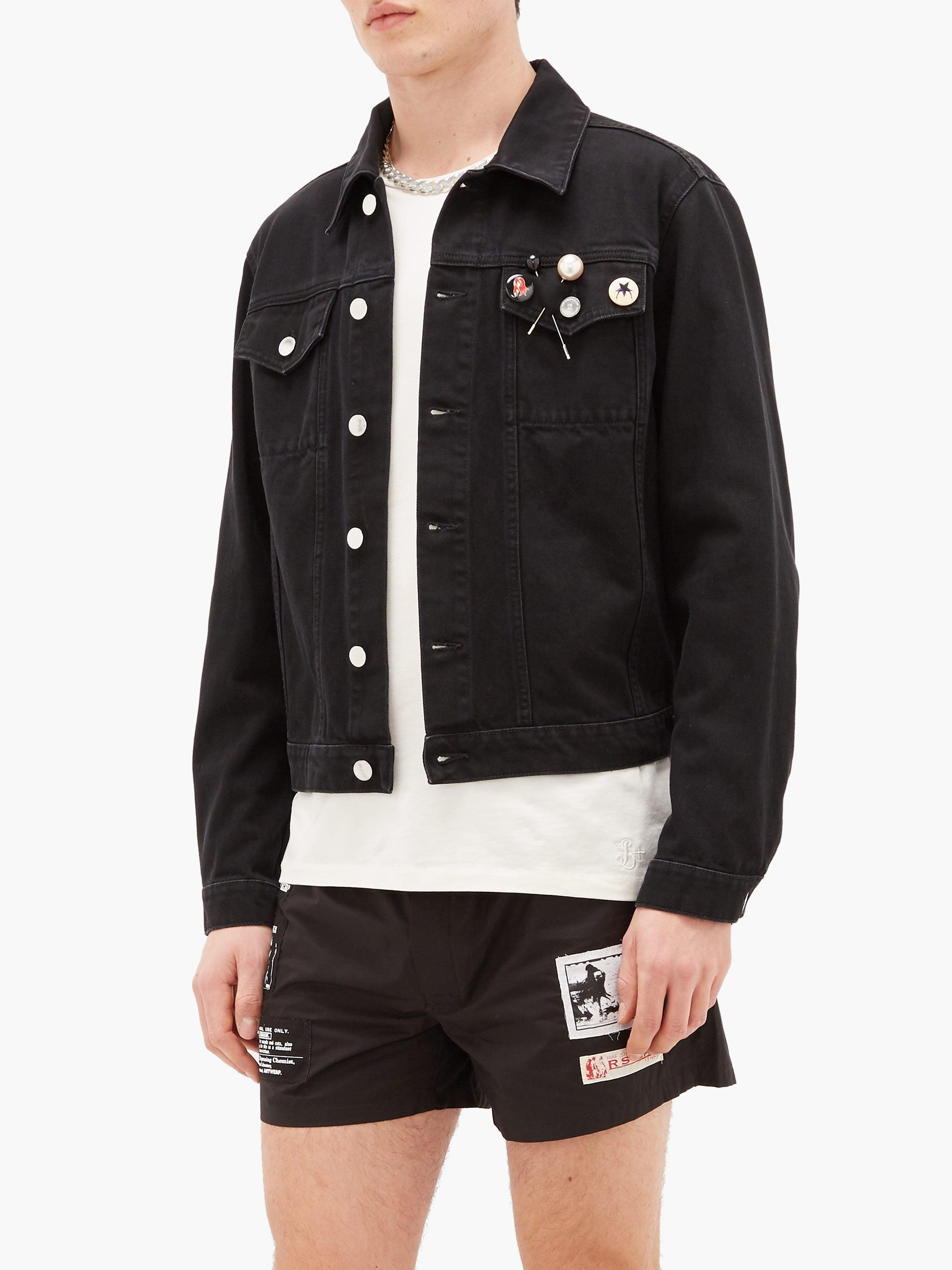 raf simons denim short coat