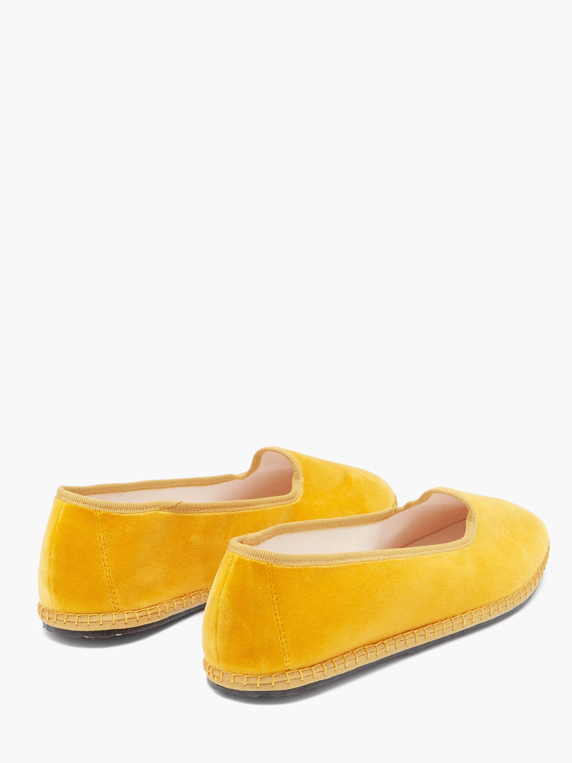 Vibi Venezia Whipstitched Velvet Furlane Slippers in Yellow | Lyst