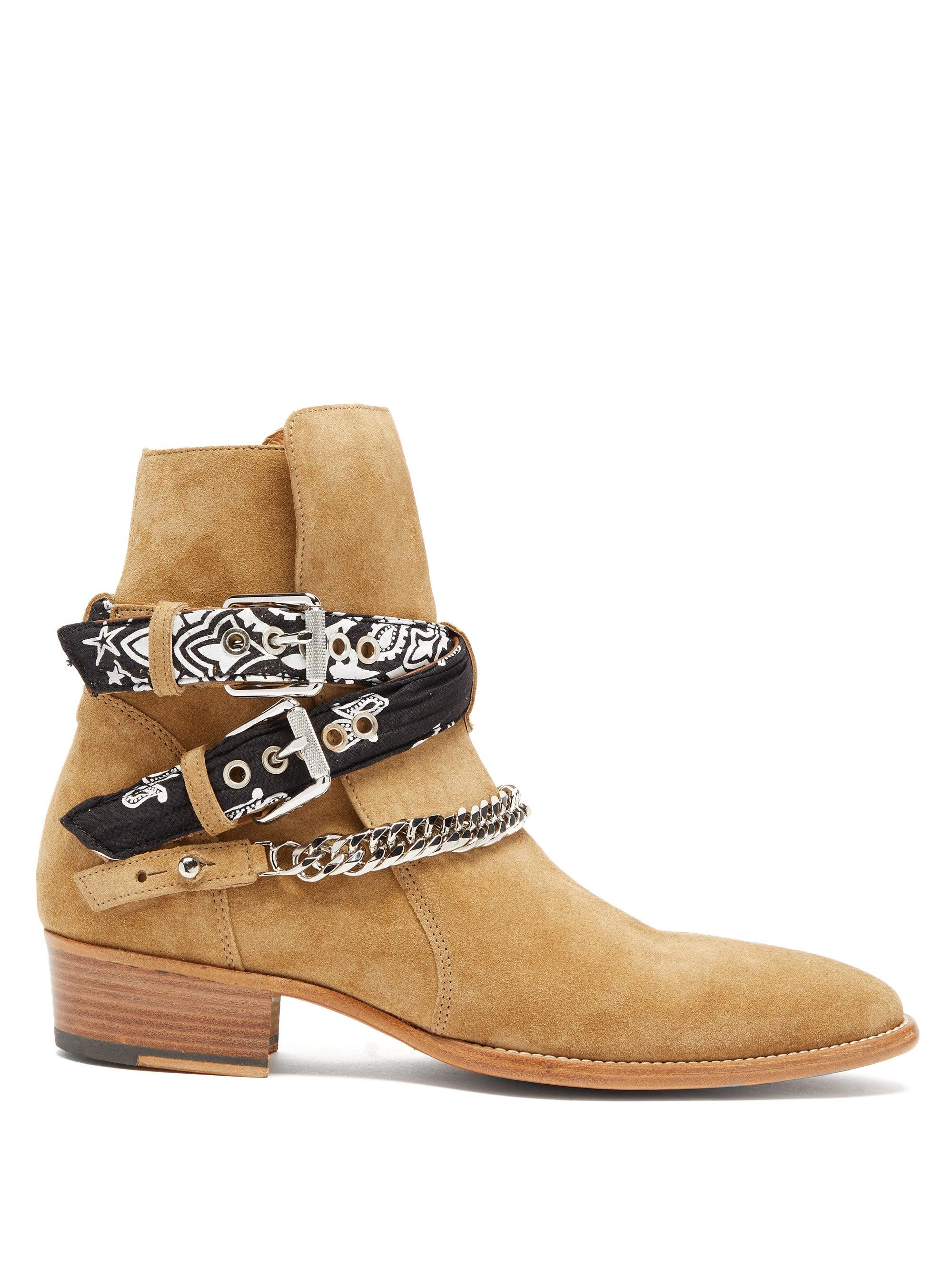Amiri Bandana-strap Buckled Suede Boots in Beige (Natural) for Men - Lyst