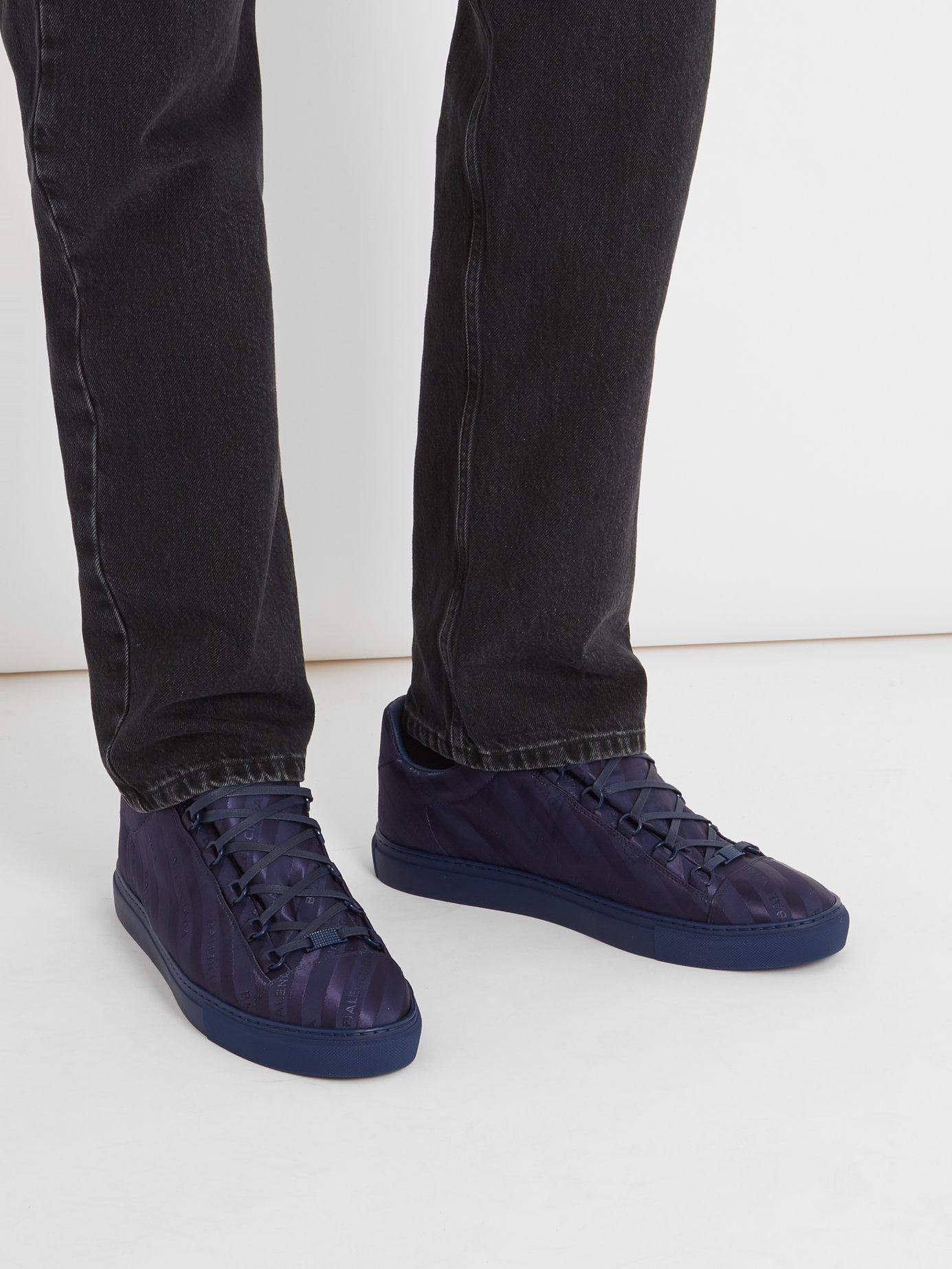 Balenciaga Leather Arena Logo-jacquard Low-top Trainers in Blue for Men |  Lyst Australia