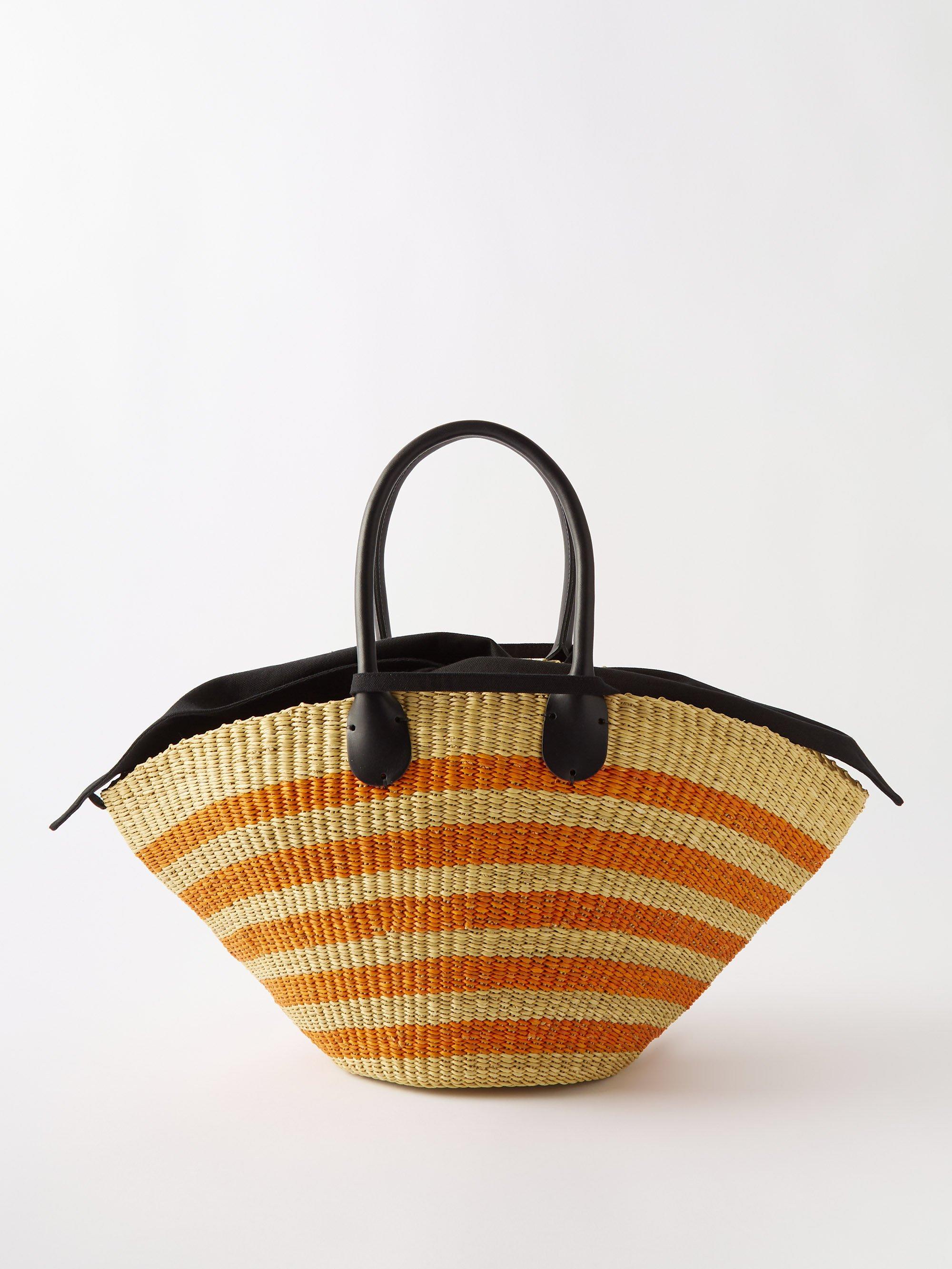 Muuñ Sophia Leather-trim Striped Basket Bag in Metallic | Lyst