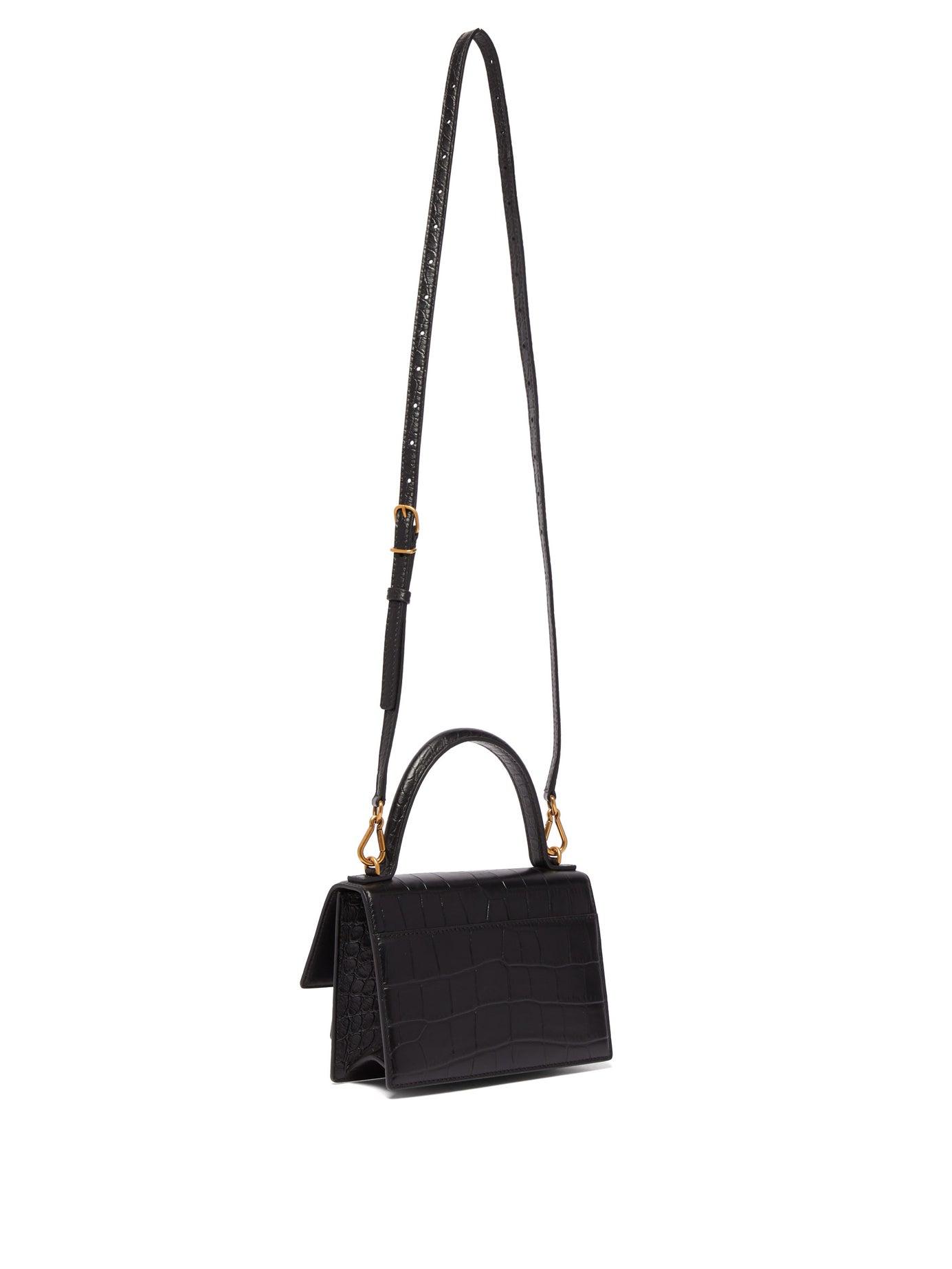 Balenciaga Sharp Xs Crocodile-effect Leather Cross-body Bag in Black | Lyst