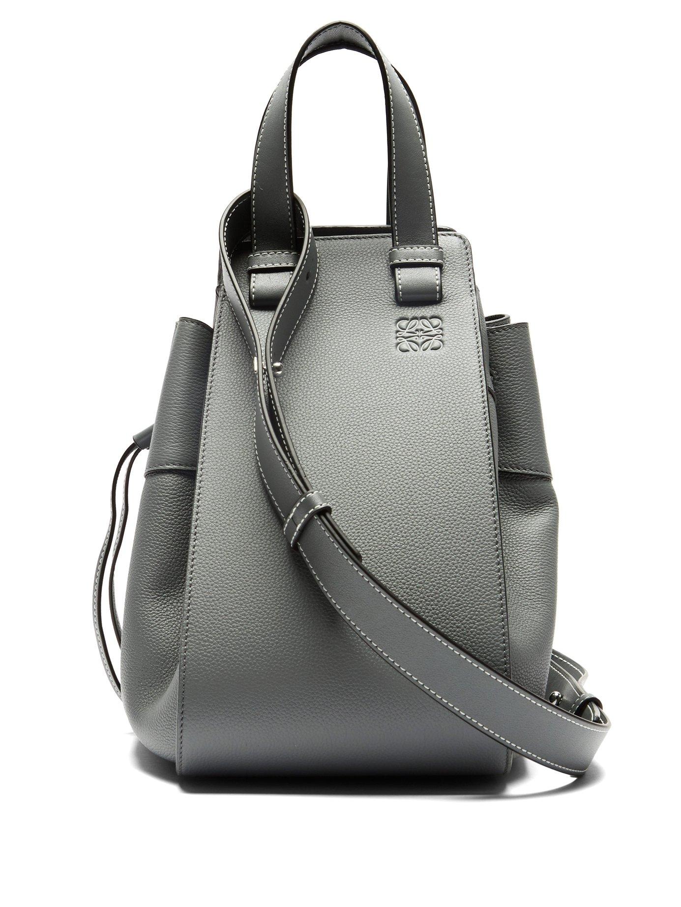Loewe Hammock Medium Leather Tote Bag in Gray