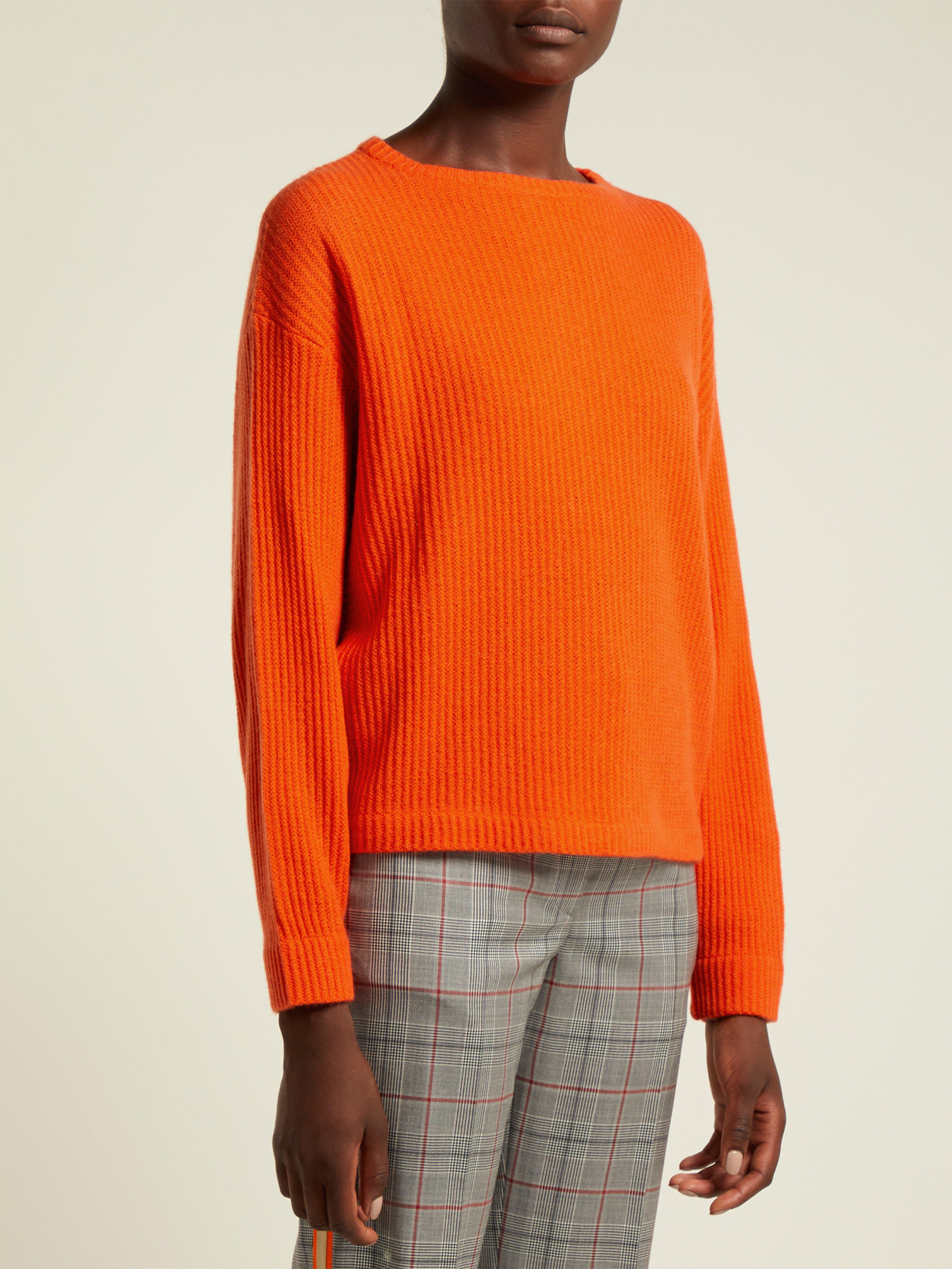 Allude Ribbed Cashmere Sweater in Orange Lyst