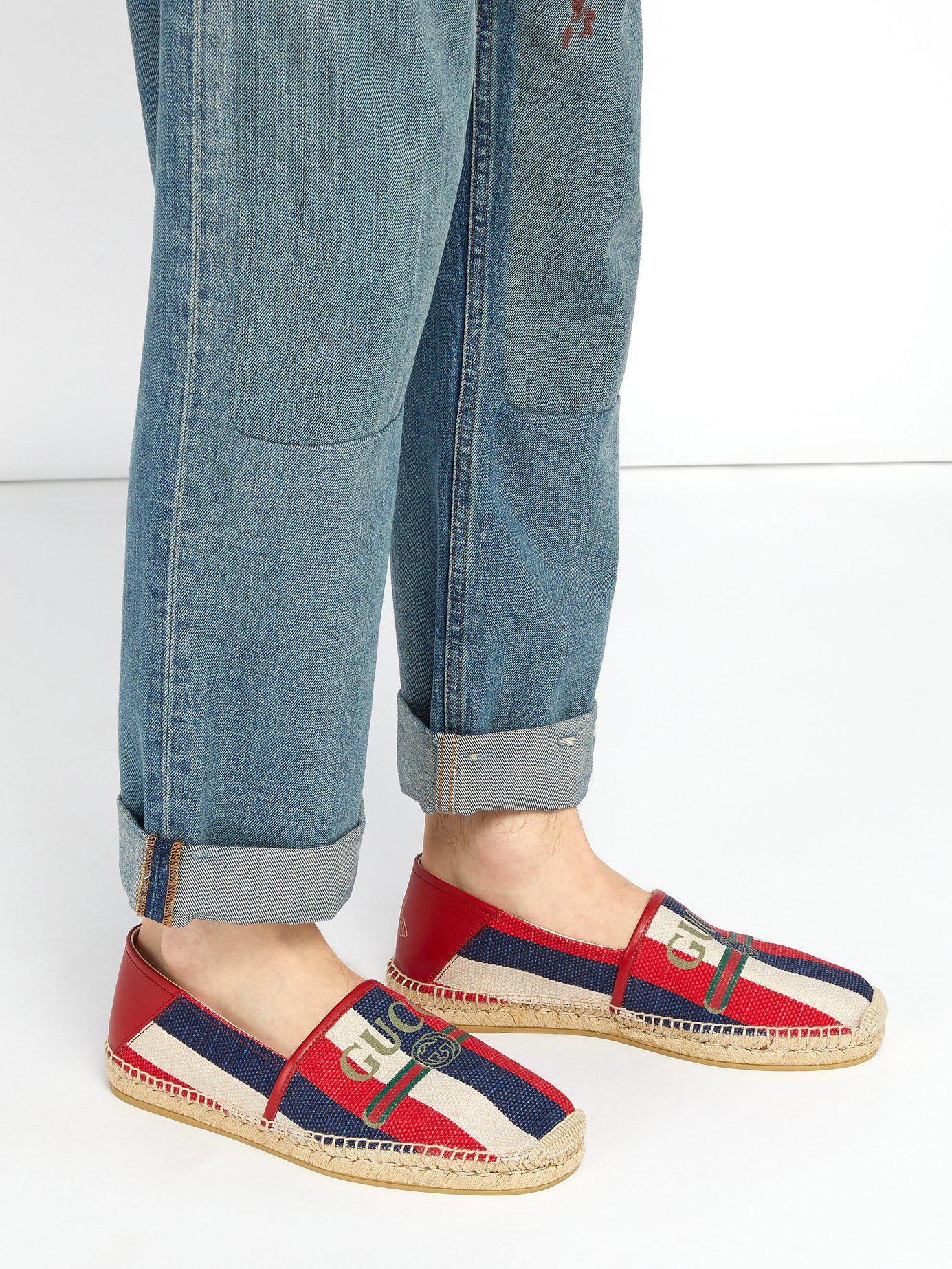 gucci logo sylvie canvas espadrille