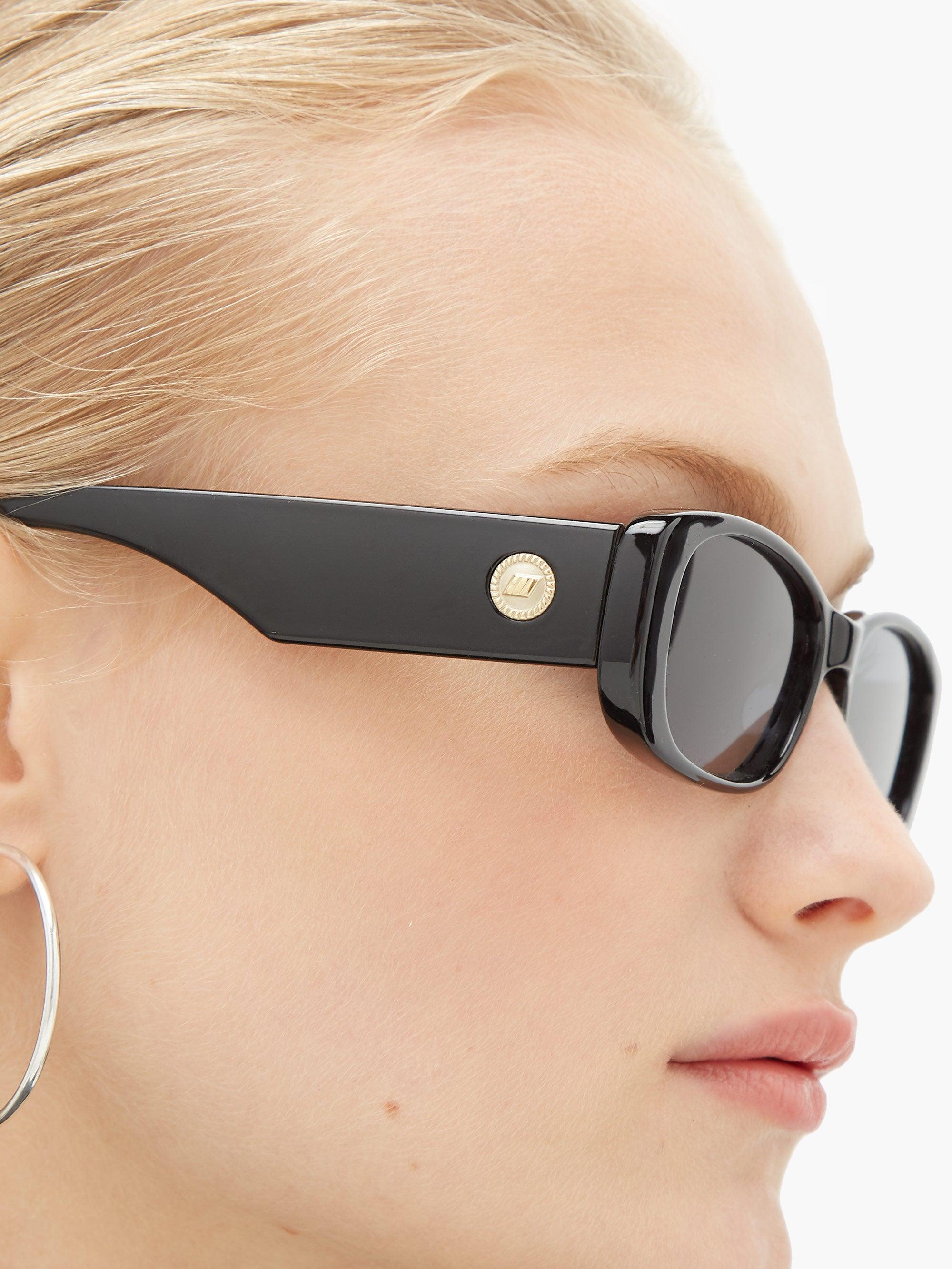 Le Specs Leather Unreal! Rectangle Acetate Sunglasses in Black - Lyst