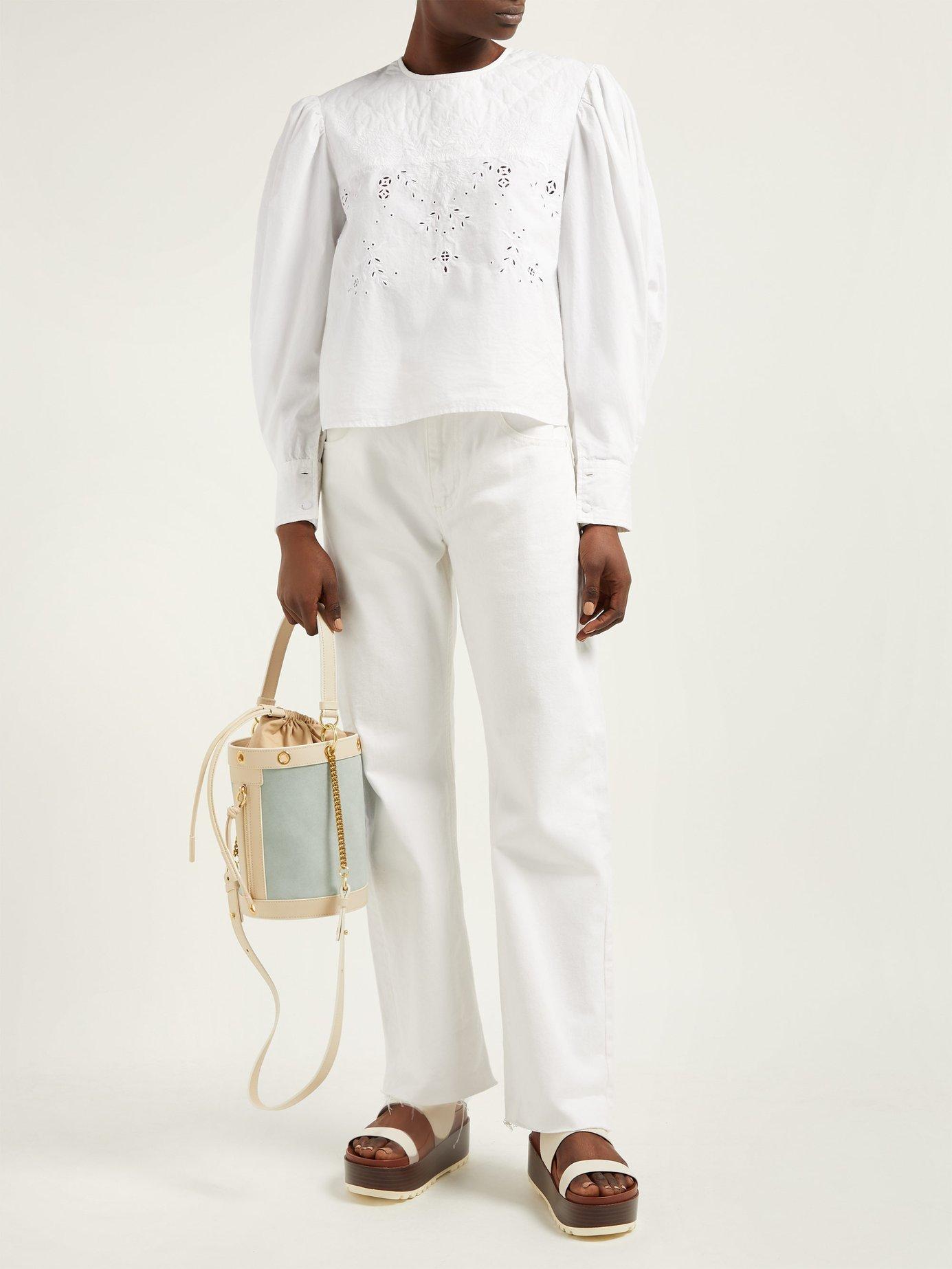 See By Chloé Debbie Suede And Leather Bucket Bag in White | Lyst