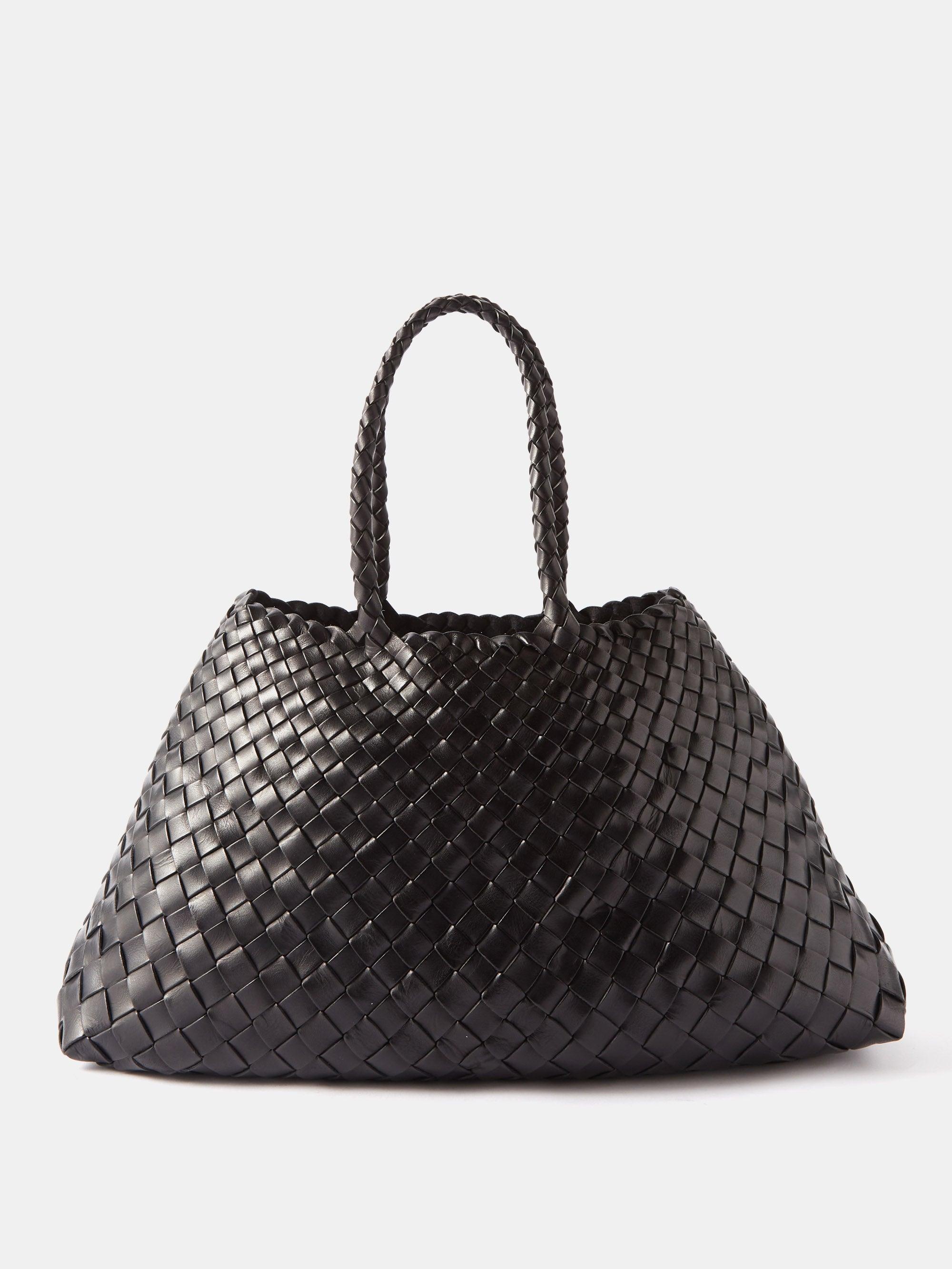 Dragon Diffusion Santa Croce Large Wovenleather Basket Bag in Black