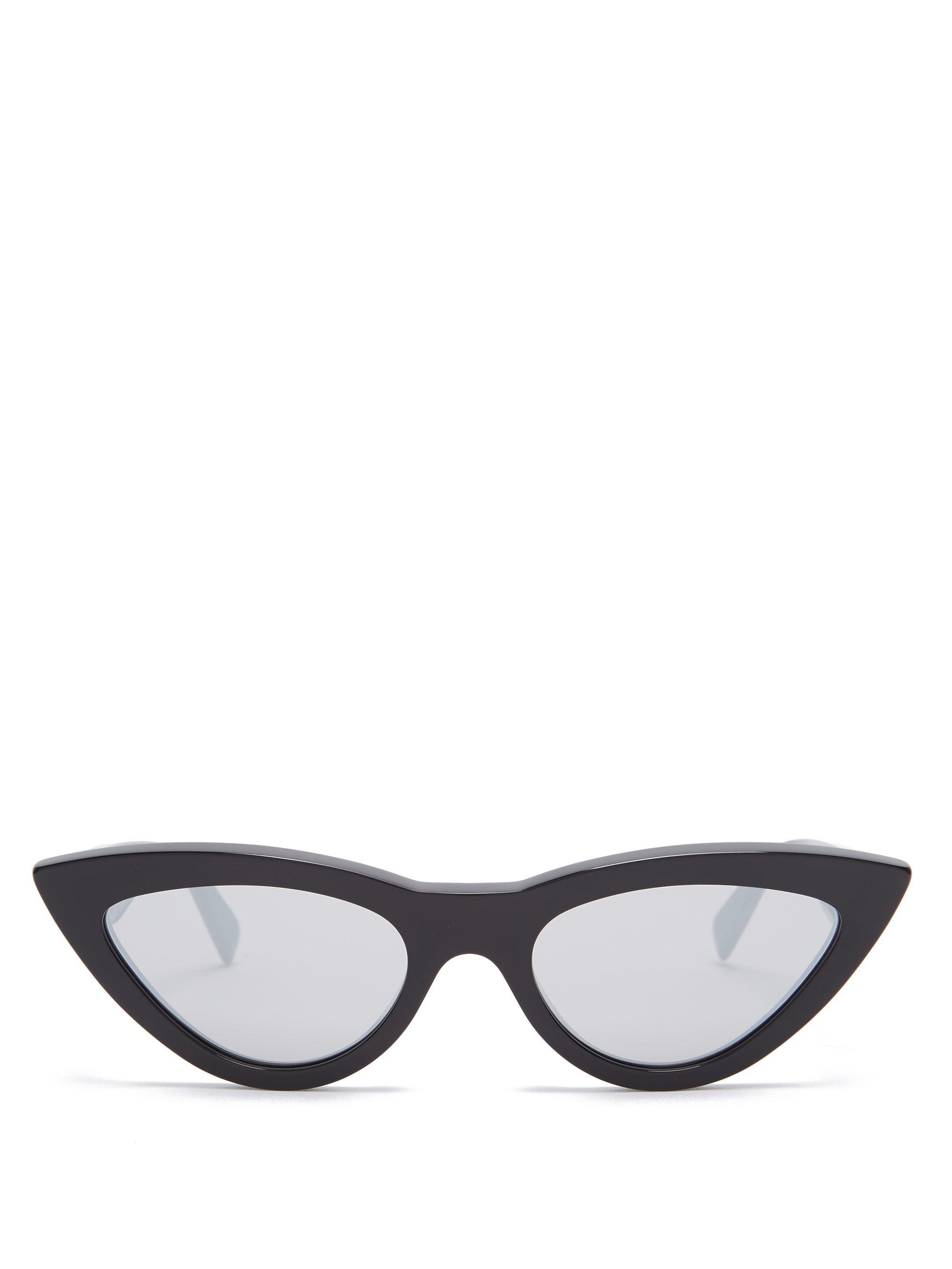 Celine Mirrored Cateye Acetate Sunglasses in Black Lyst