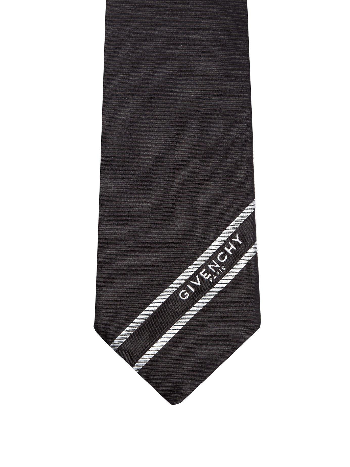 Givenchy Logo Striped Silk Tie in Black White (Black) for Men Lyst