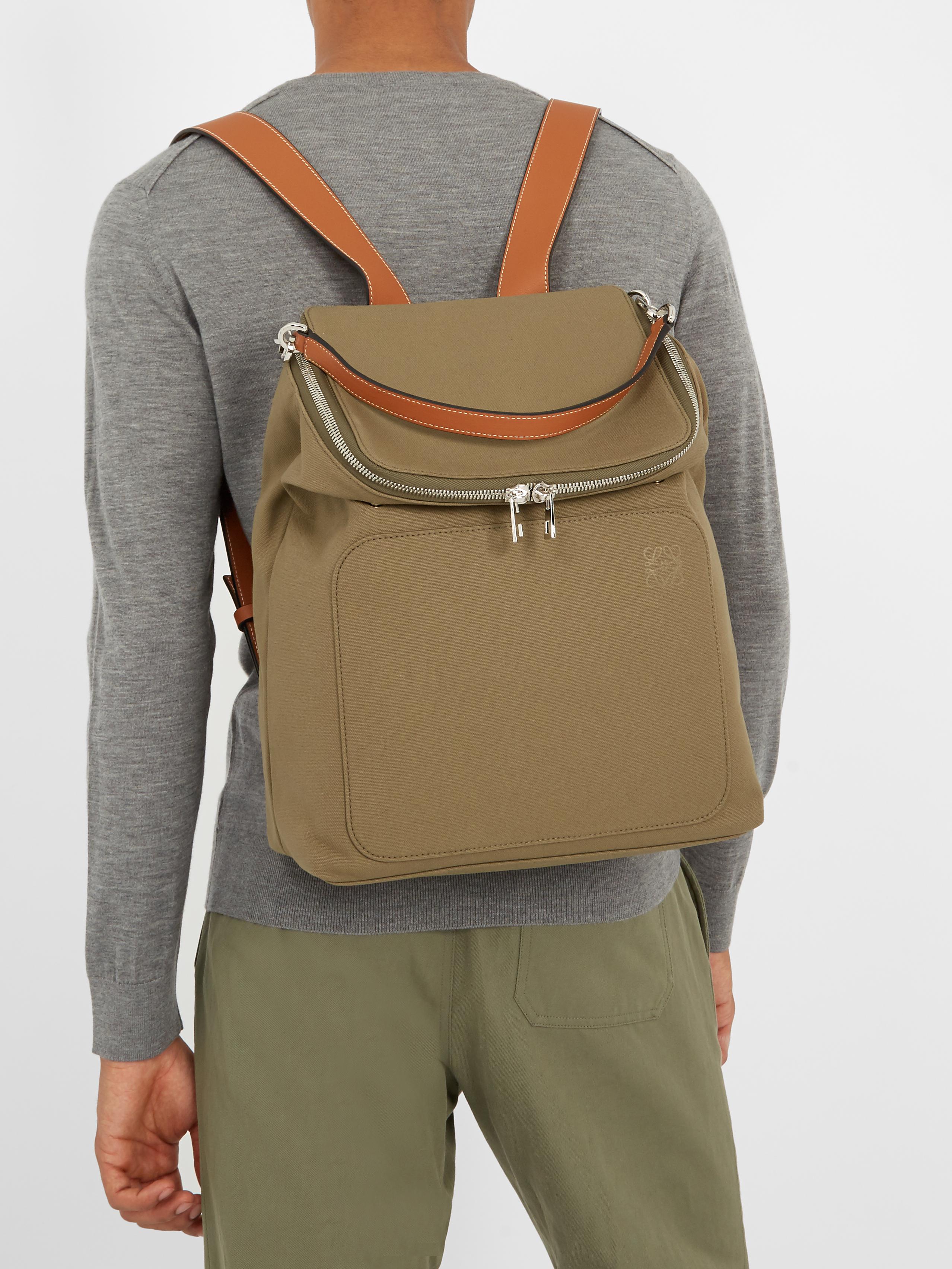 Loewe Goya Leather-trimmed Canvas Backpack for Men - Lyst