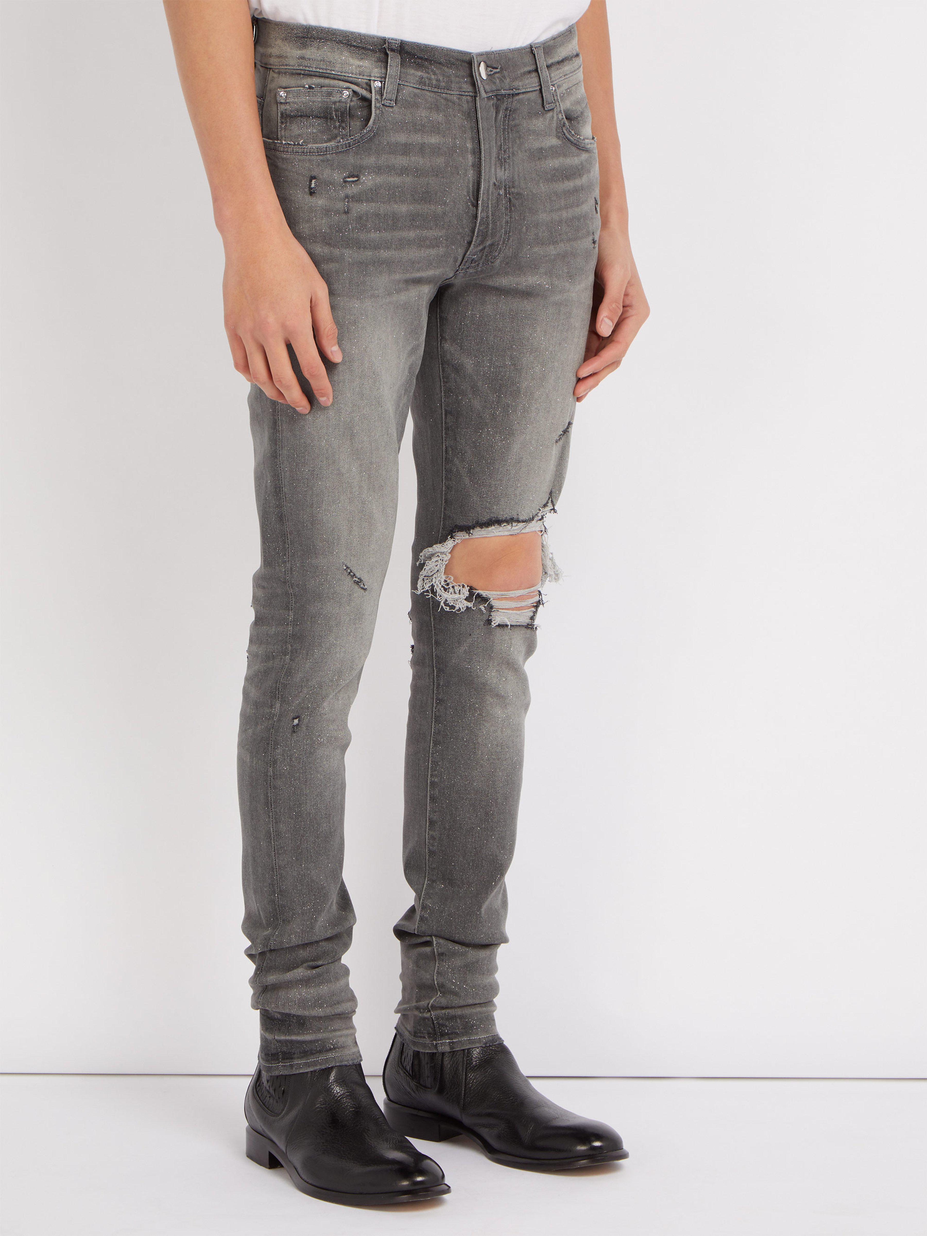 Amiri Denim Glitter Skinny Fit Jeans in Grey (Grey) for Men - Lyst